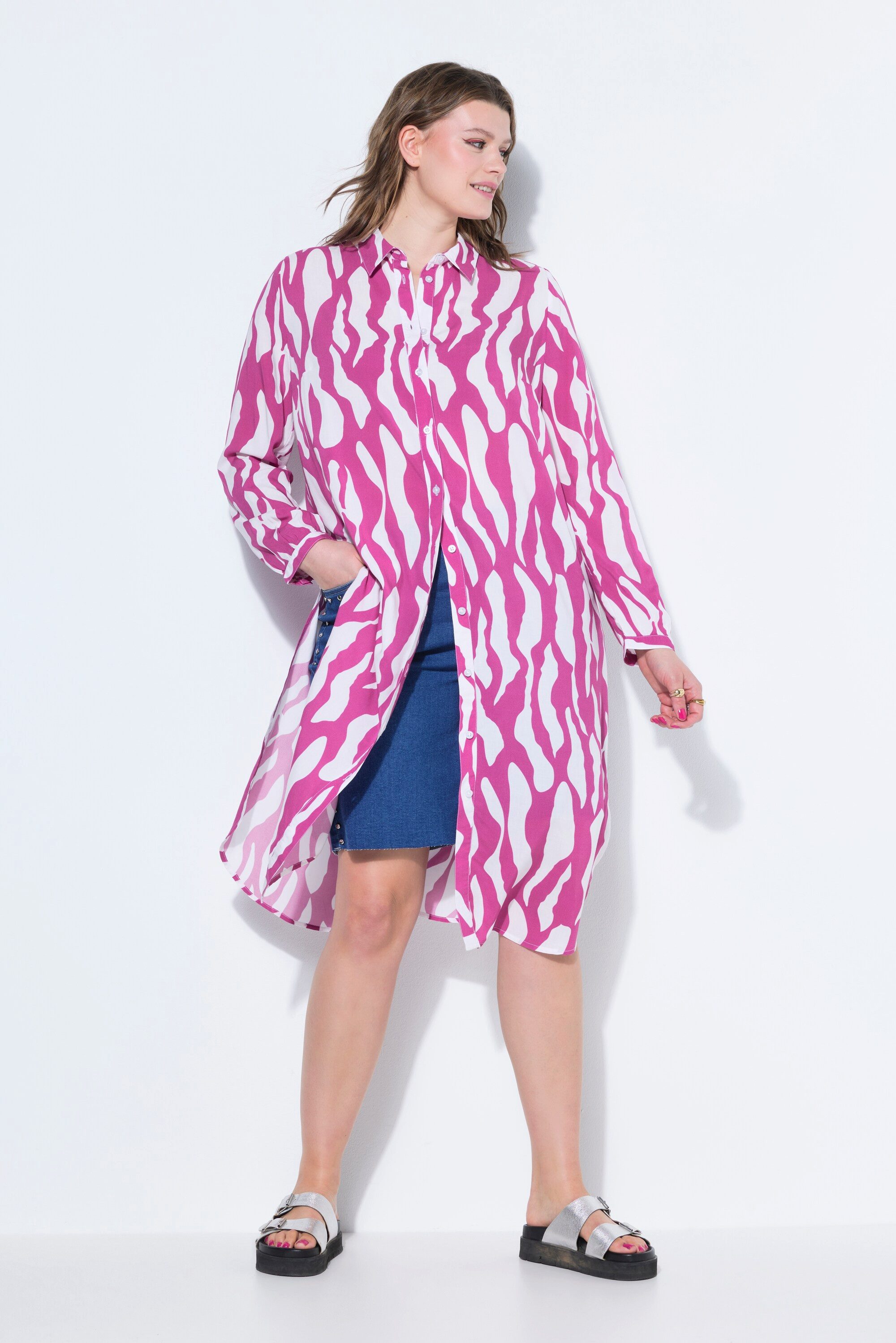 Studio Untold Longbluse Longbluse extra lang Color Zebra Langarm