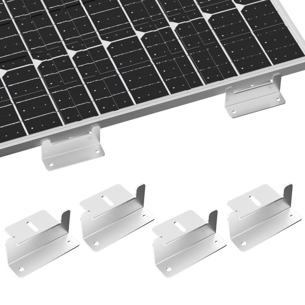 Rhein Beleuchtung Solarmodul-Halterung Solarpanel Halterung 4er Set aus Aluminium, Z-Montagewinkel, (bis 45 Zoll, Set, 4-tlg., Montageset für Wohnmobil, Boot, Dach & Solarmodul Befestigung, Rostfrei, korrosionsbeständig, mit Schrauben für PV-Module)