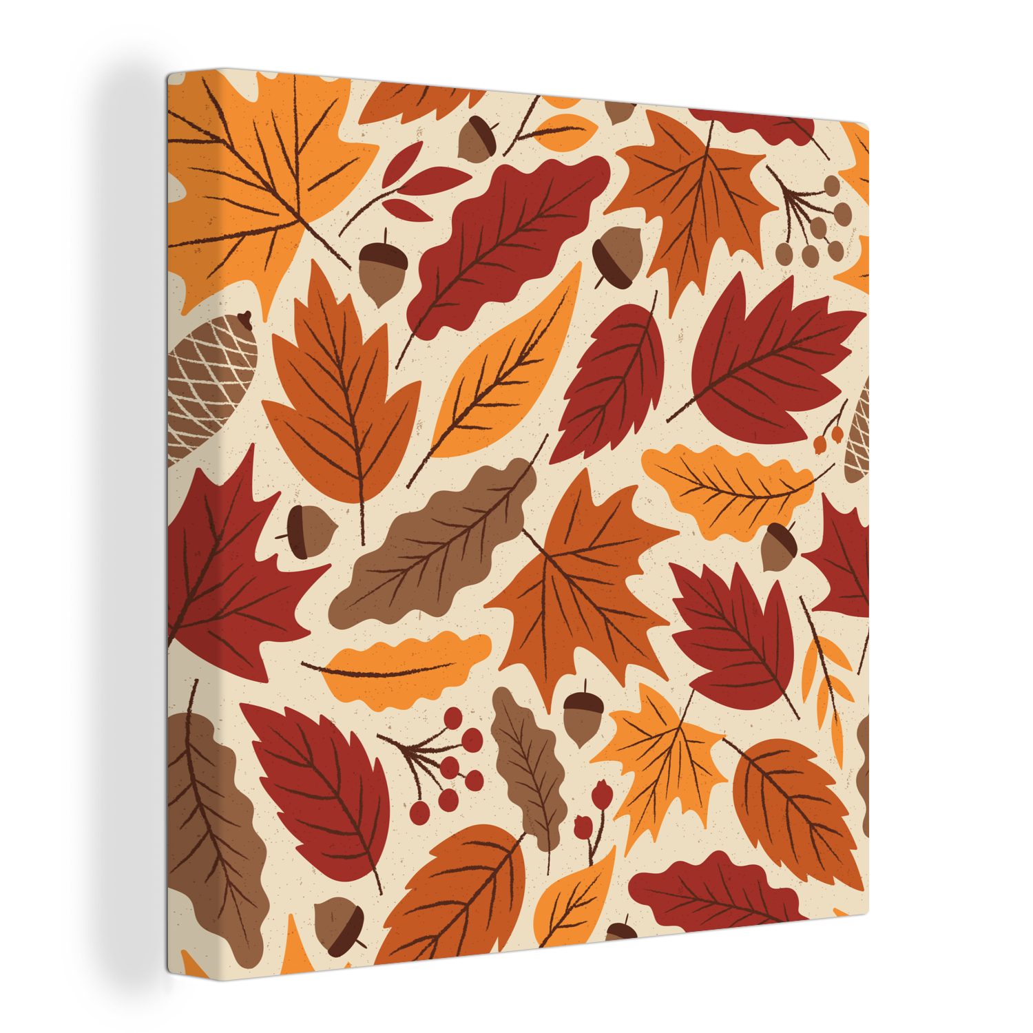 OneMillionCanvasses® Leinwandbild Natur - Herbst - Muster, (1 St), Leinwand Bilder für Wohnzimmer Schlafzimmer