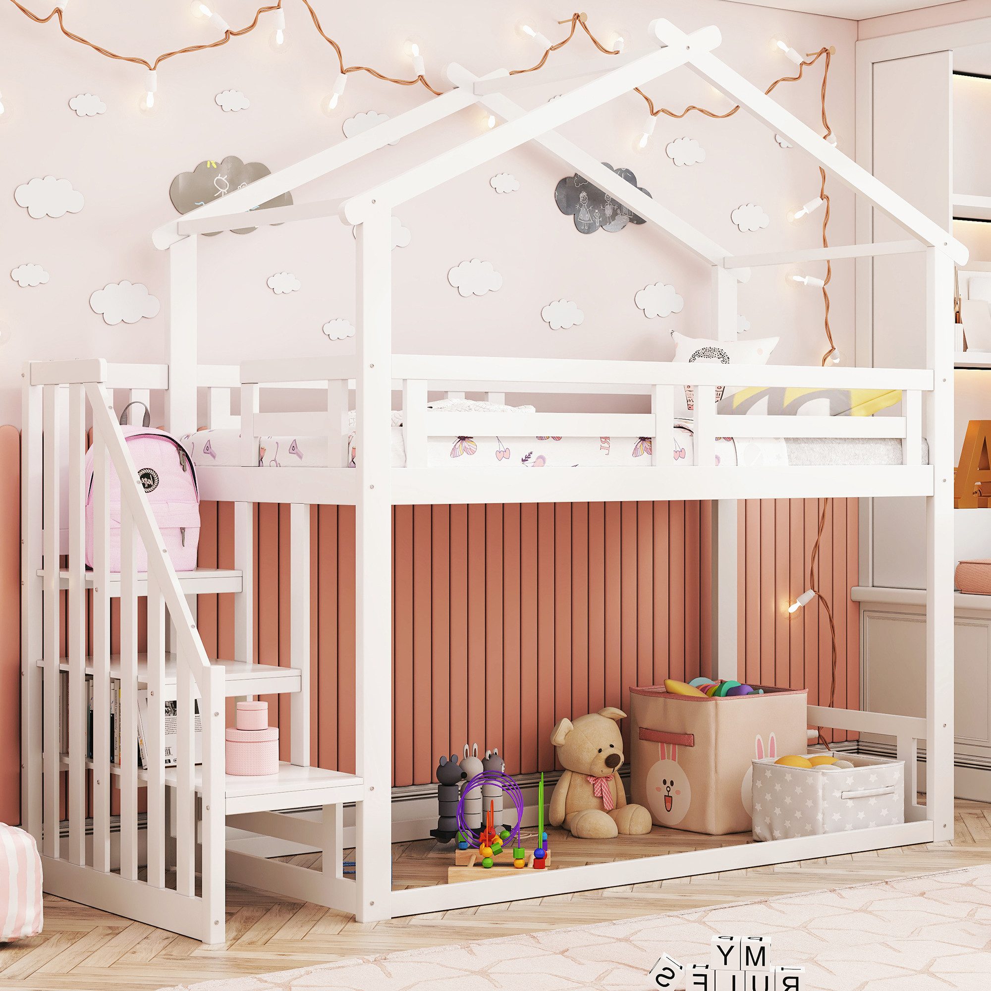 Flieks Etagenbett, Kinderbett Hochbett mit oberem günstig online kaufen