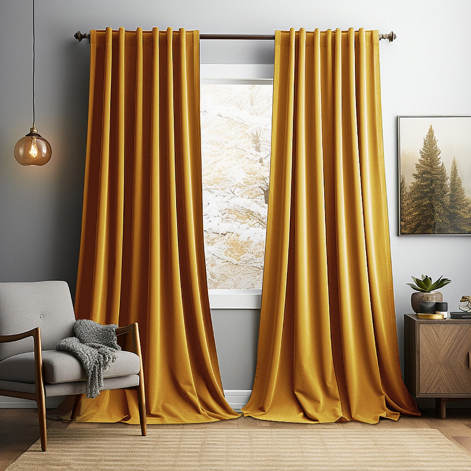 Jibenhome Gardine Weihnachten Шторы,Samt Vorhänge Blickdicht 2er Set (2 St), verdunkelnd, Kräuselband Weihnachtsgardinen,für Wohnzimmer Schlafzimmer Winter