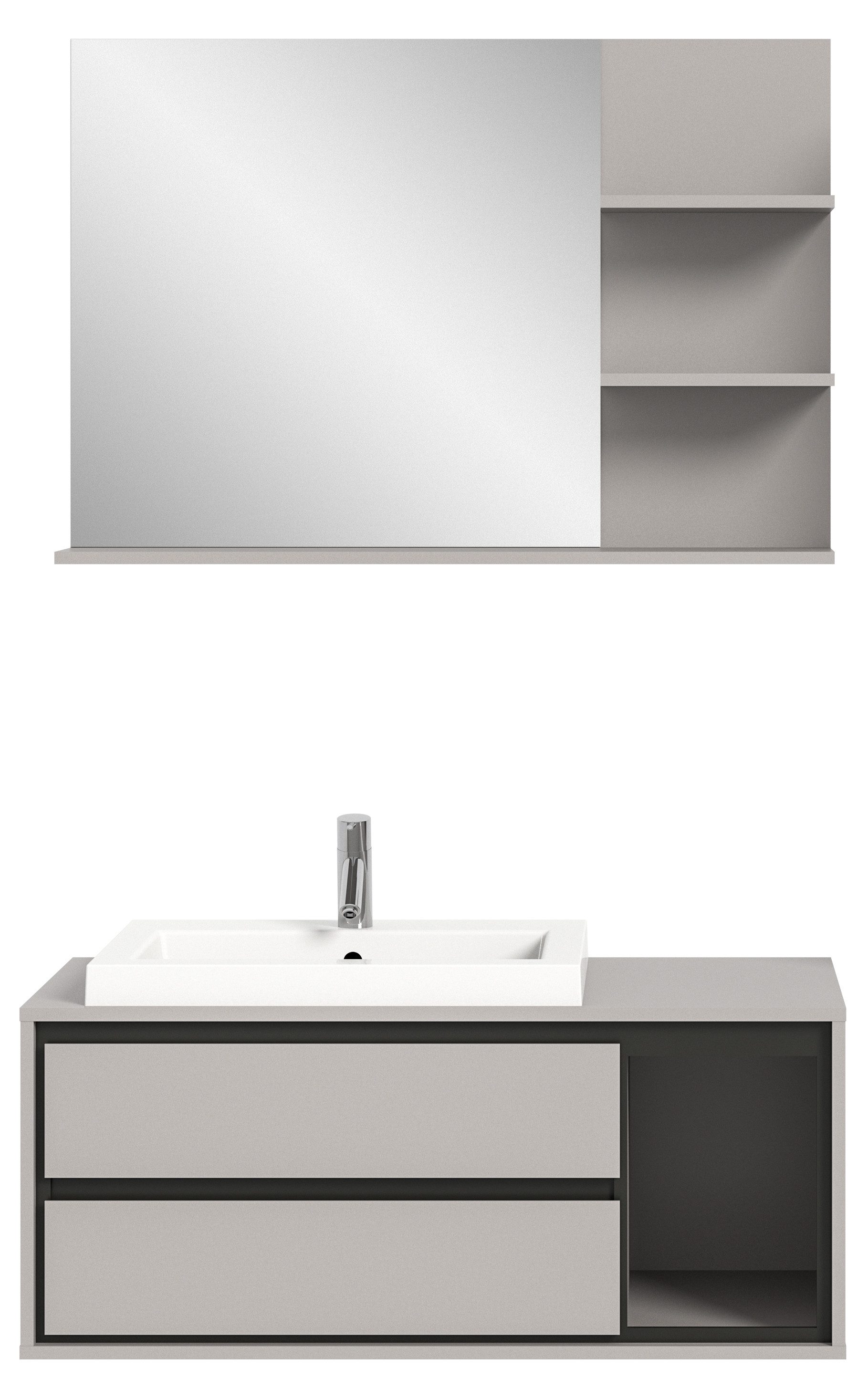 xonox.home Badezimmer-Set Jaru, Grau Melamin Modern günstig online kaufen