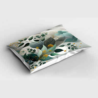 Kissenbezüge Dekorativer Queen Size Gedruckter Kopfkissenbezug, Abakuhaus (1 Stück), Eukalyptusblätter Wellen und Blätter