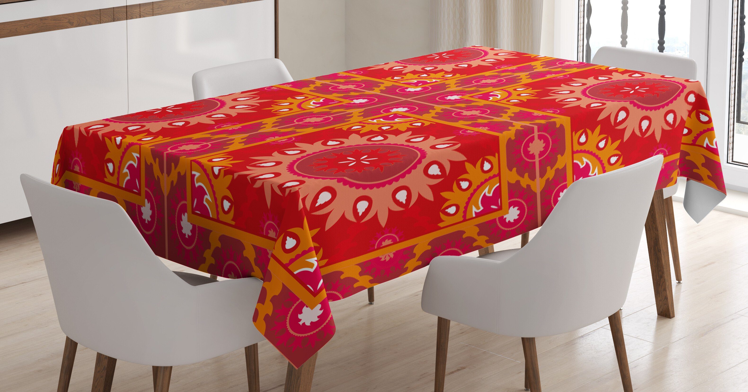Farbfest Bereich geeignet Abakuhaus Red Klare Farben, Waschbar Mandala Tischdecke Für den Außen Fliese