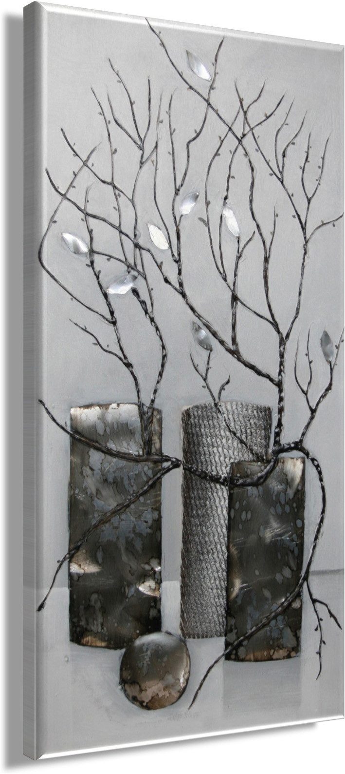 Bönninghoff Ölbild Ölgemälde handarbeit VASE 40x80 cm – Wandbild Kunst Deko modern, Blätter, Ranken, Vasen & Töpfe (1 St), handgefertigt, jedes Bild ein Unikat