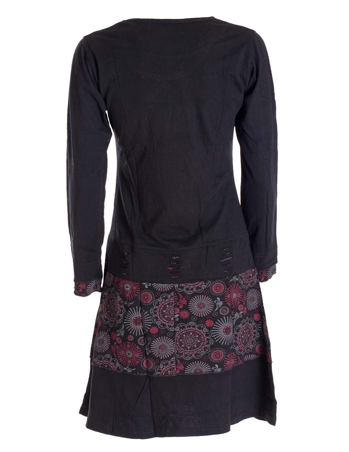 Vishes Midikleid Langarm Keid Mandala Druck Rundhals Ausschnitt Boho Ethno, günstig online kaufen