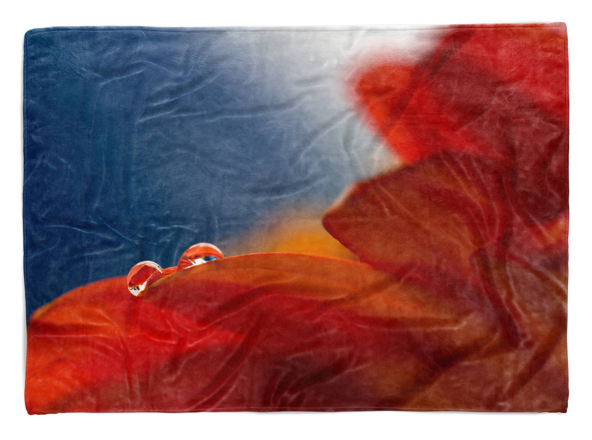 Sinus Art Handtücher Handtuch Baumwolle-Polyester-Mix Handtuch Blüte N, Kuscheldecke Fotomotiv Strandhandtuch Rote mit (1-St), Blume Saunatuch