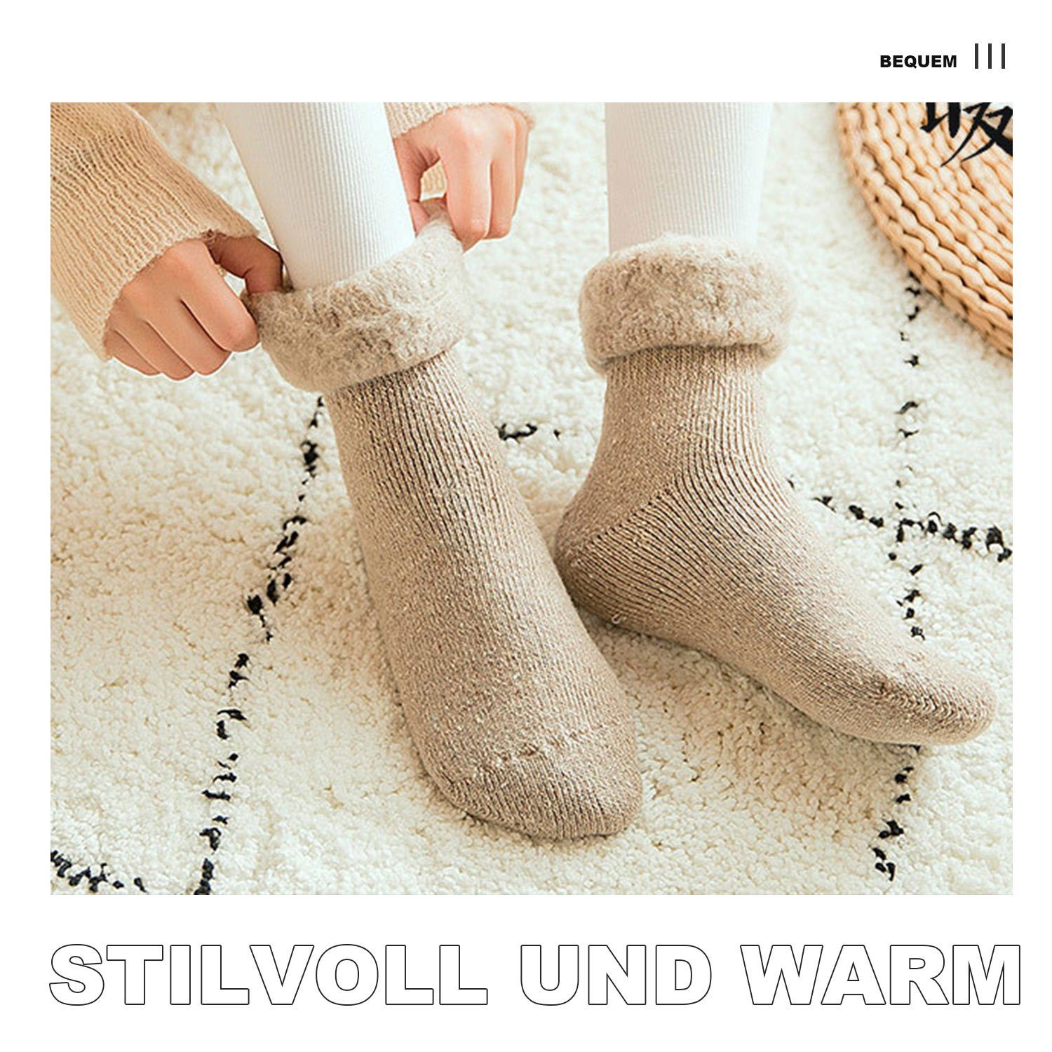 2 MAGICSHE Paar Socken Damen Merinowolle Thermosocken Skisocken Verdickte aus warme Hellblau