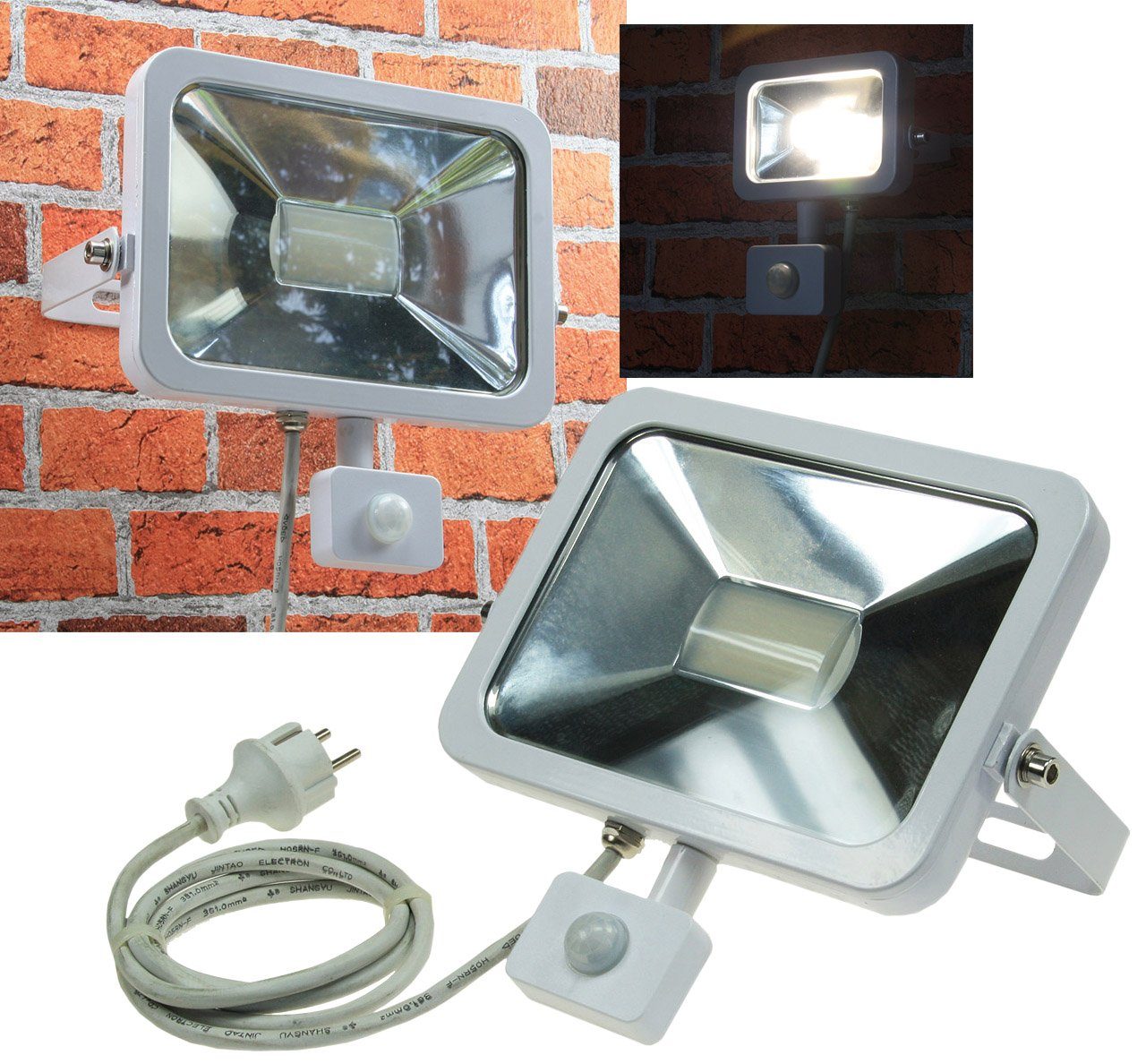 ChiliTec LED Außen-Wandleuchte »LED-Fluter SlimLine"CTF-SL30 PIR" weiß,  30W, IP44, 2100lm, 4200K, Bewegungsmelder« online kaufen | OTTO