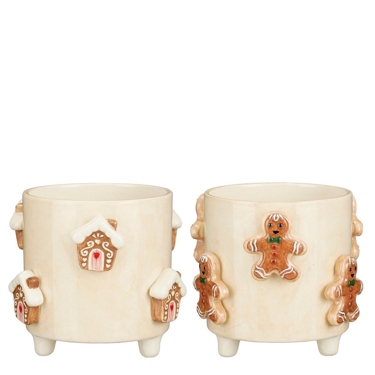 Mica Decorations Blumentopf Mica Decorations Topf Pfefferkuchen Haus off white Sortiment 2 - h15xd