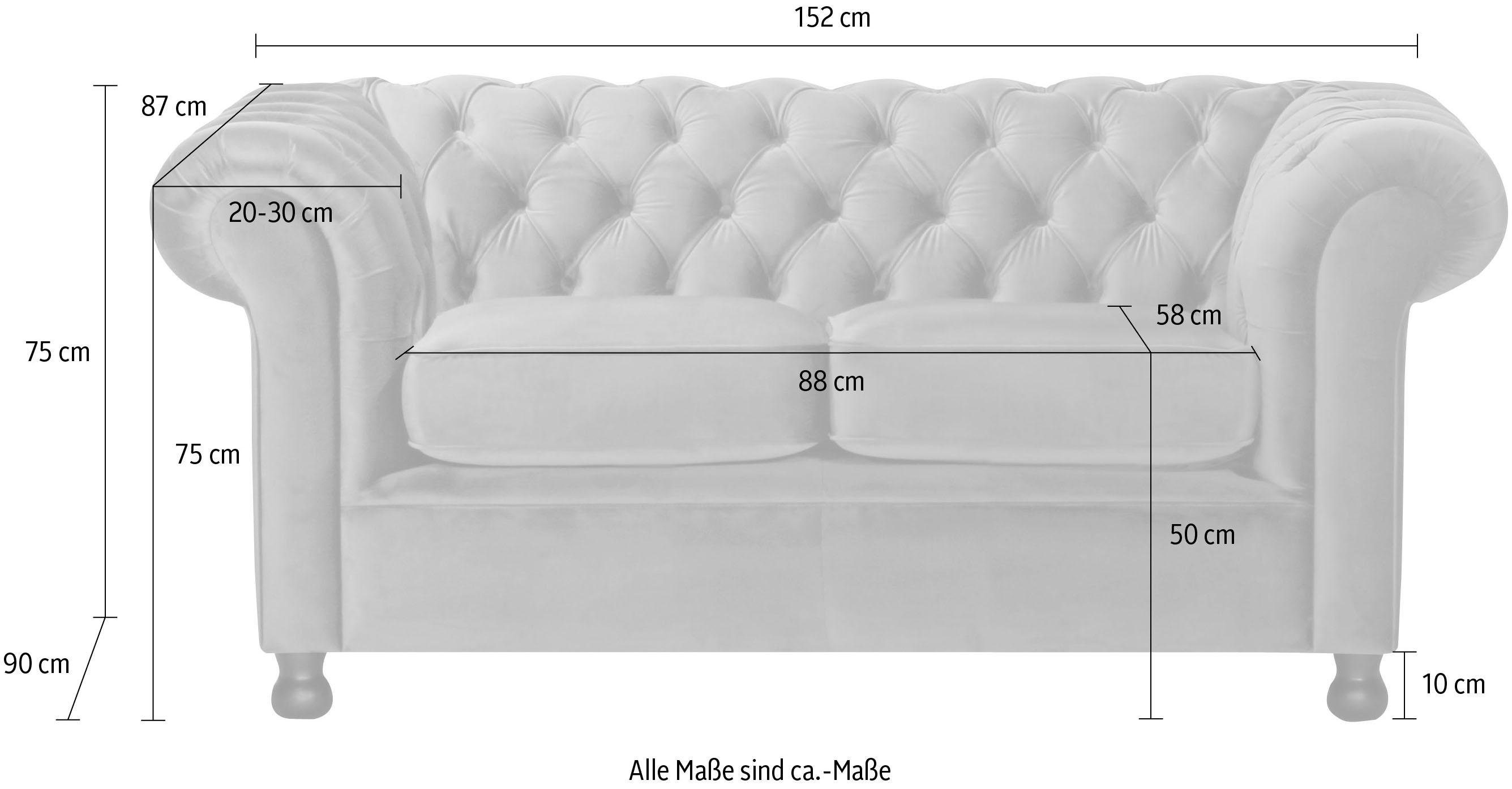 Home affaire Chesterfield-Sofa Chesterfield Home 2-Sitzer, mit edler Knopfheftung und typischen Armlehnen