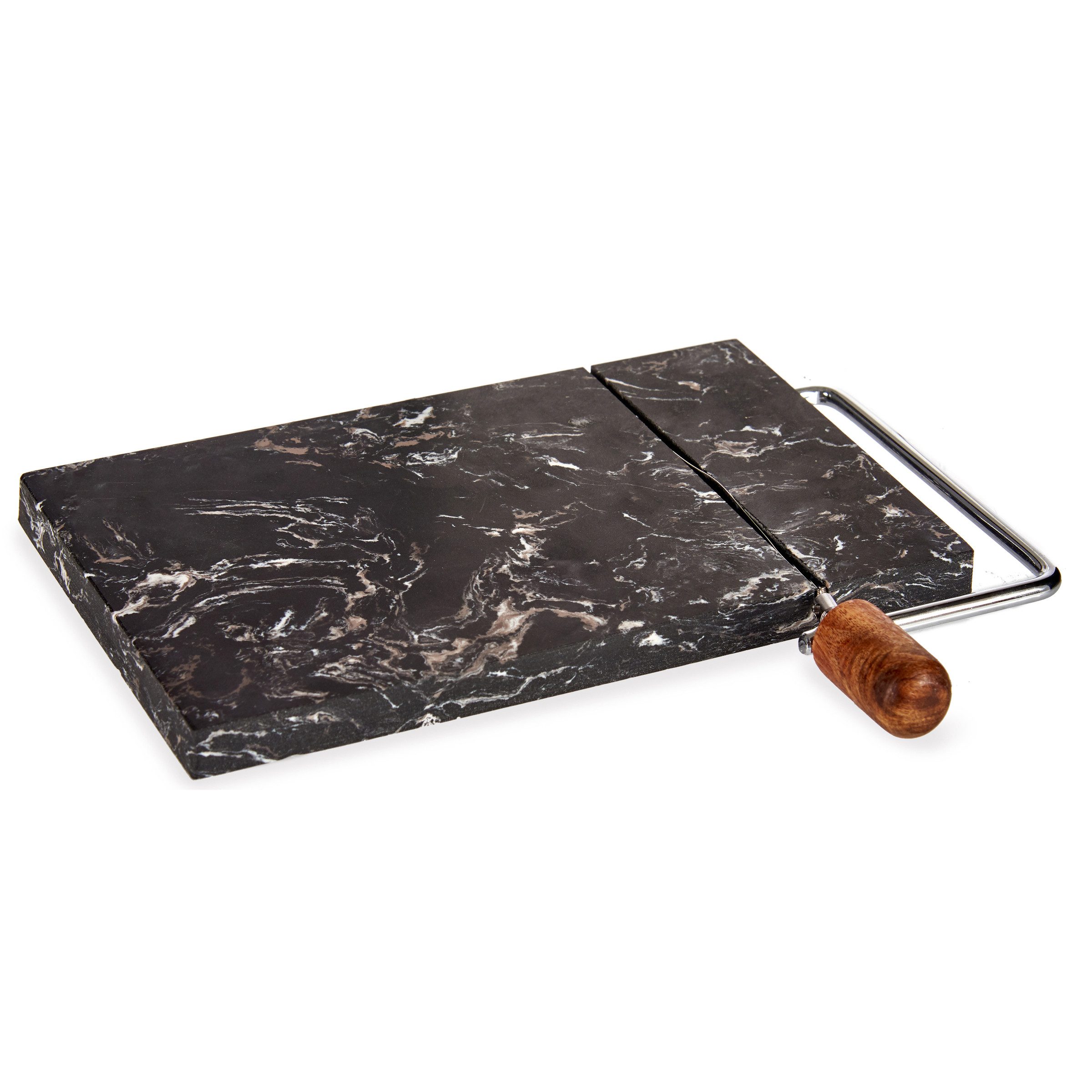 KINVARA Schneidebrett Schneidebrett aus Marmor für Käse mit Guillotine AMO, Stein, (Küchenbrett)