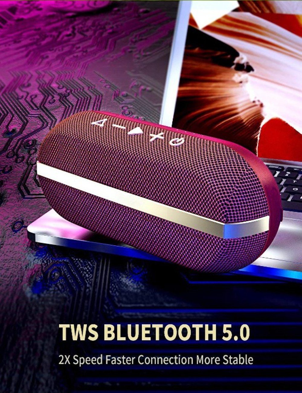 Lautsprecher Bluetooth autolock 360° Bluetooth-Lautsprecher) Tragbarer Bluetooth Wasserdicht (Stereo Sound,IPX7 Lautsprecher Musikbox Box mit