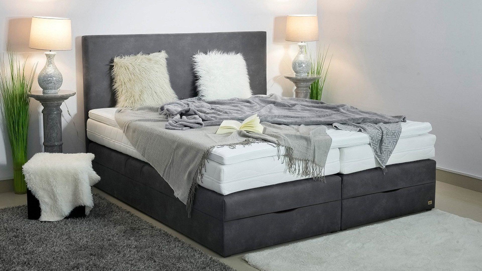 PAARA Boxspringbett Florenz mit Bettkasten Kopfteil günstig online kaufen