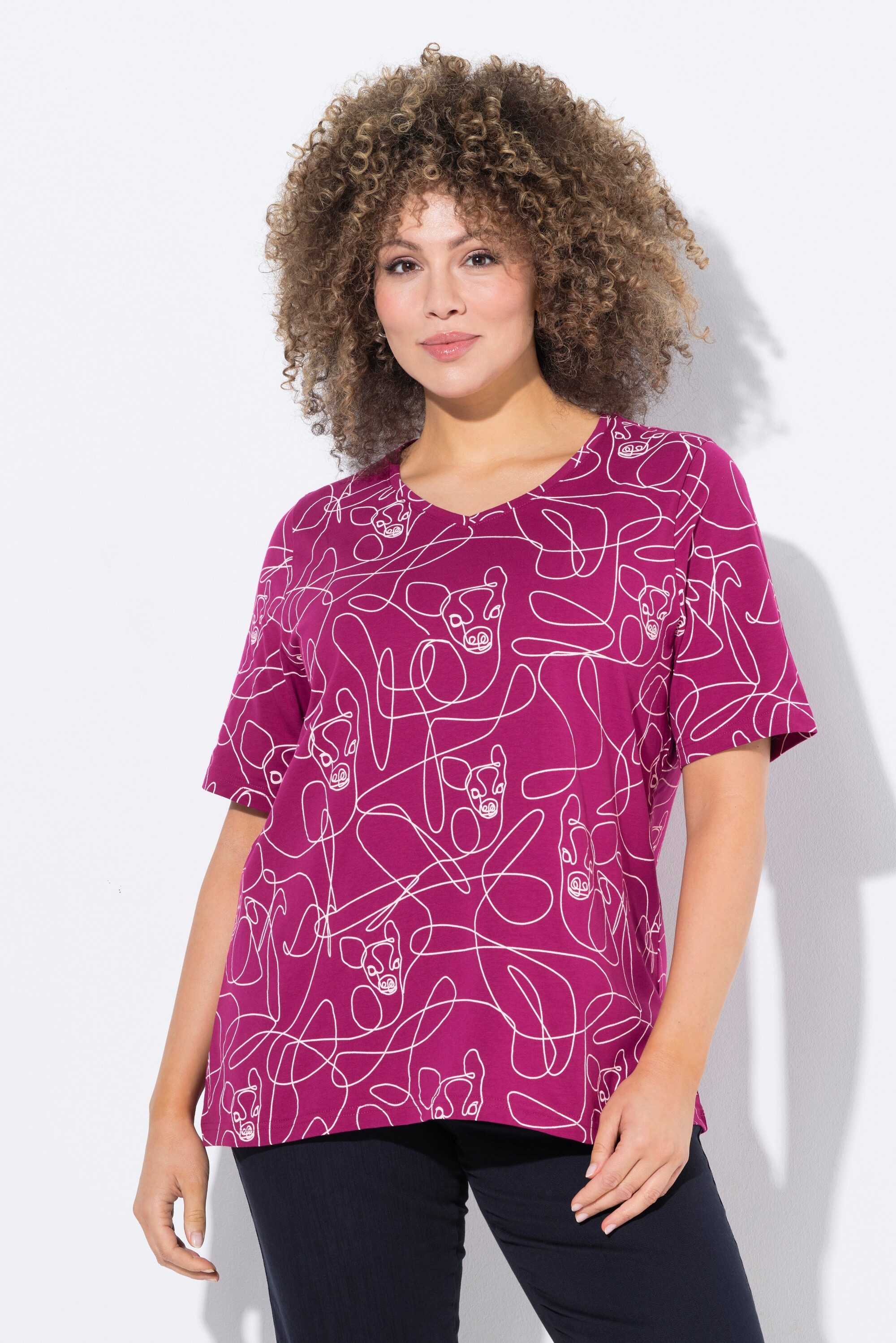 Ulla Popken T-Shirt T-Shirt Tiermuster Classic günstig online kaufen