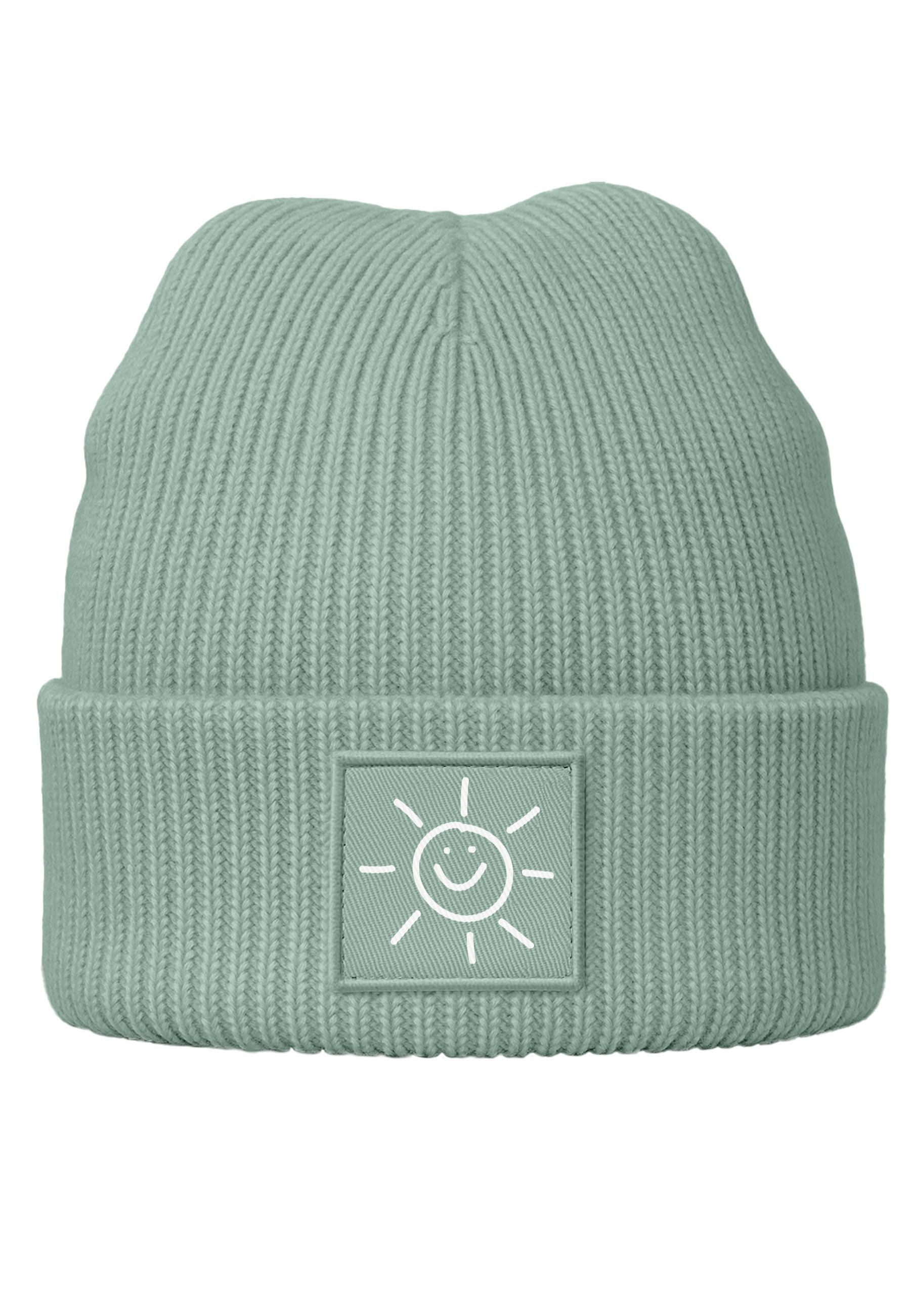 Neverless Strickmütze Herren Mütze Beanie mit Aufdruck Sonne Smile Wintermü günstig online kaufen