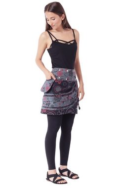 PUREWONDER Wickelrock Damen Rock mit Tasche und Schnürung sk182 Baumwolle Einheitsgröße