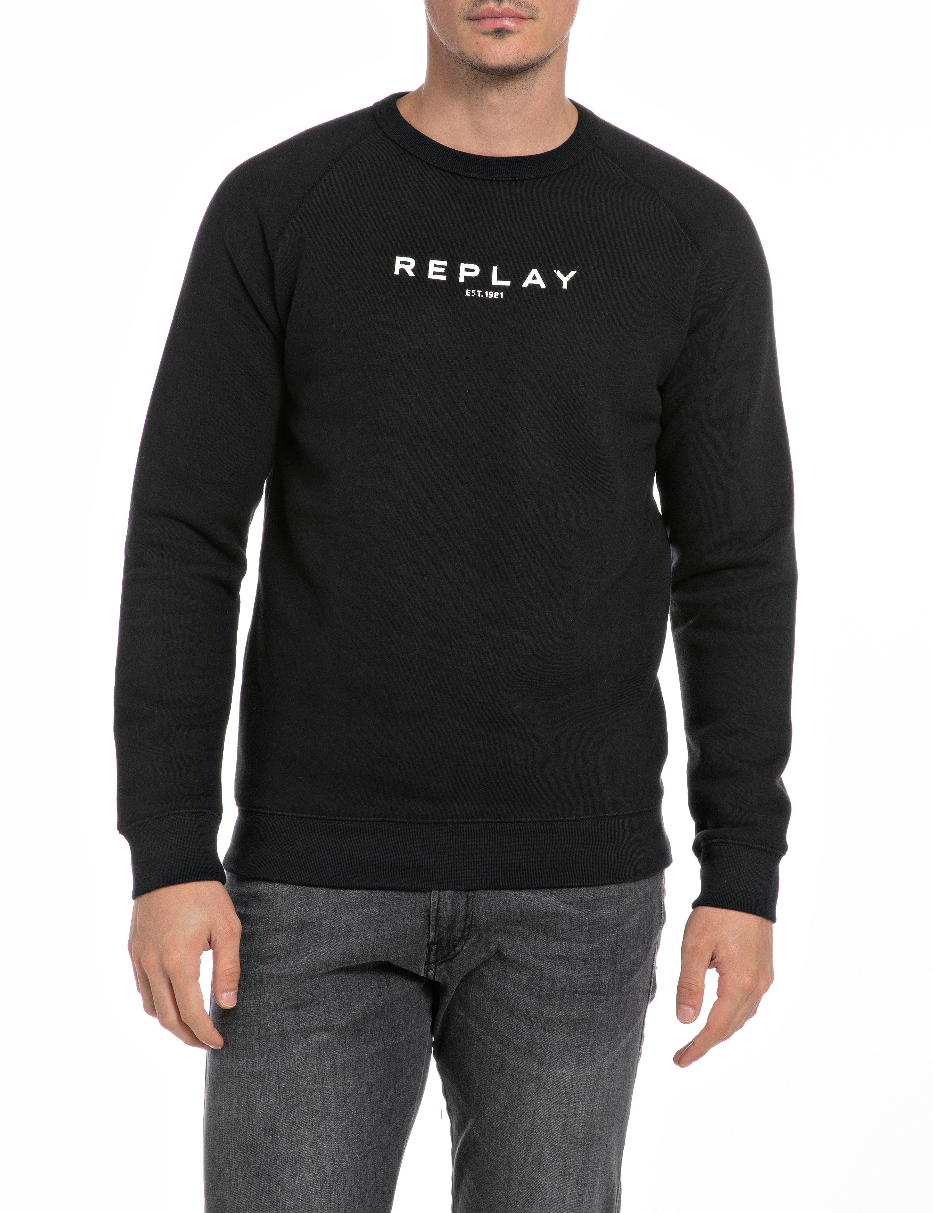 Replay Herren Sweatshirt Regular Fit - Baumwolle Rundhals Basic