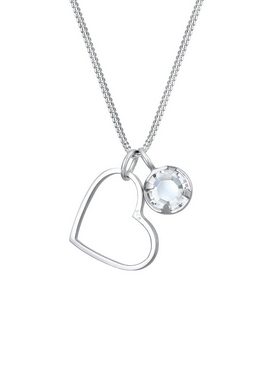 Elli Kette mit Anhänger Herz Liebe Cut Out Kristalle 925 Silber, Herz