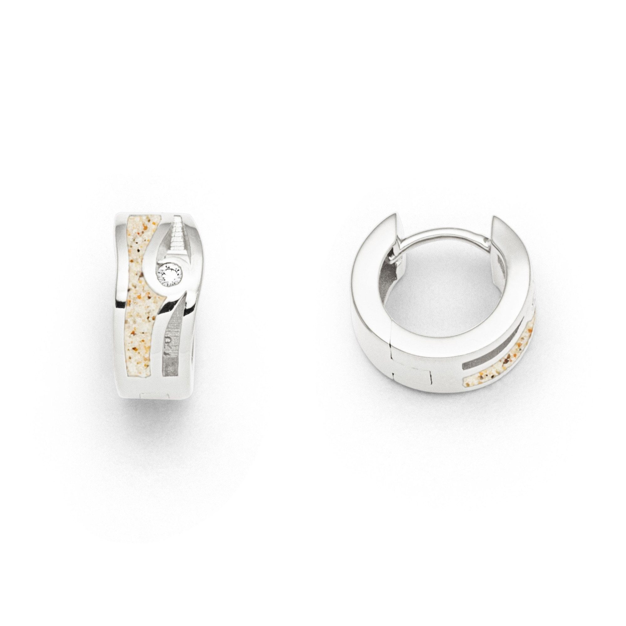 DUR Creolen-Set O5671 „Maui“ – Silber – Strandsand & Zirkonia – 14 mm – Wellen-Creolen