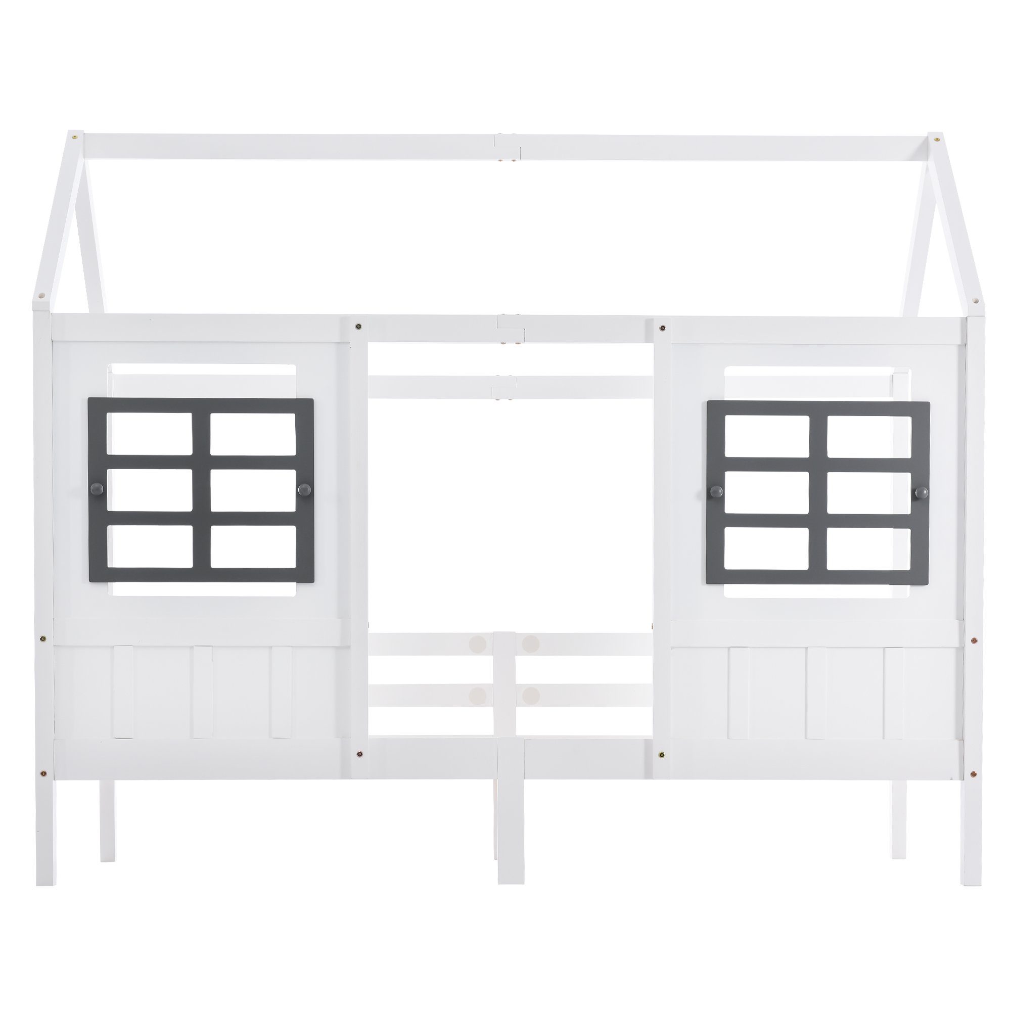 HAUSS SPLOE Bett Hausbett Rahmen Ohne Einzelbett 200x90cm), Holzbett (mit 2 Bettrahmen Matratze Kinderbett Kiefer, Fenstern, aus
