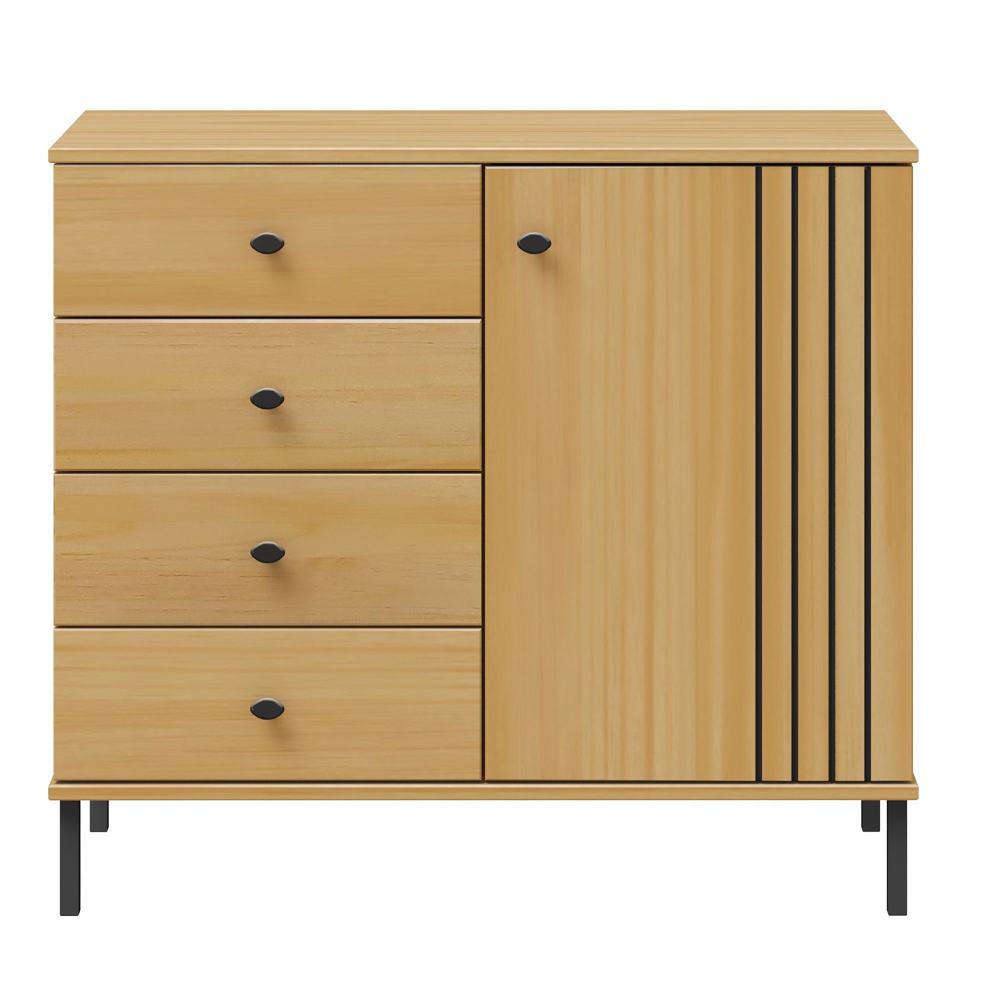 Woodroom Kommode Moderner Holzschrank Sevilla, Kommode in Eichefarbe, 90x80x40 cm