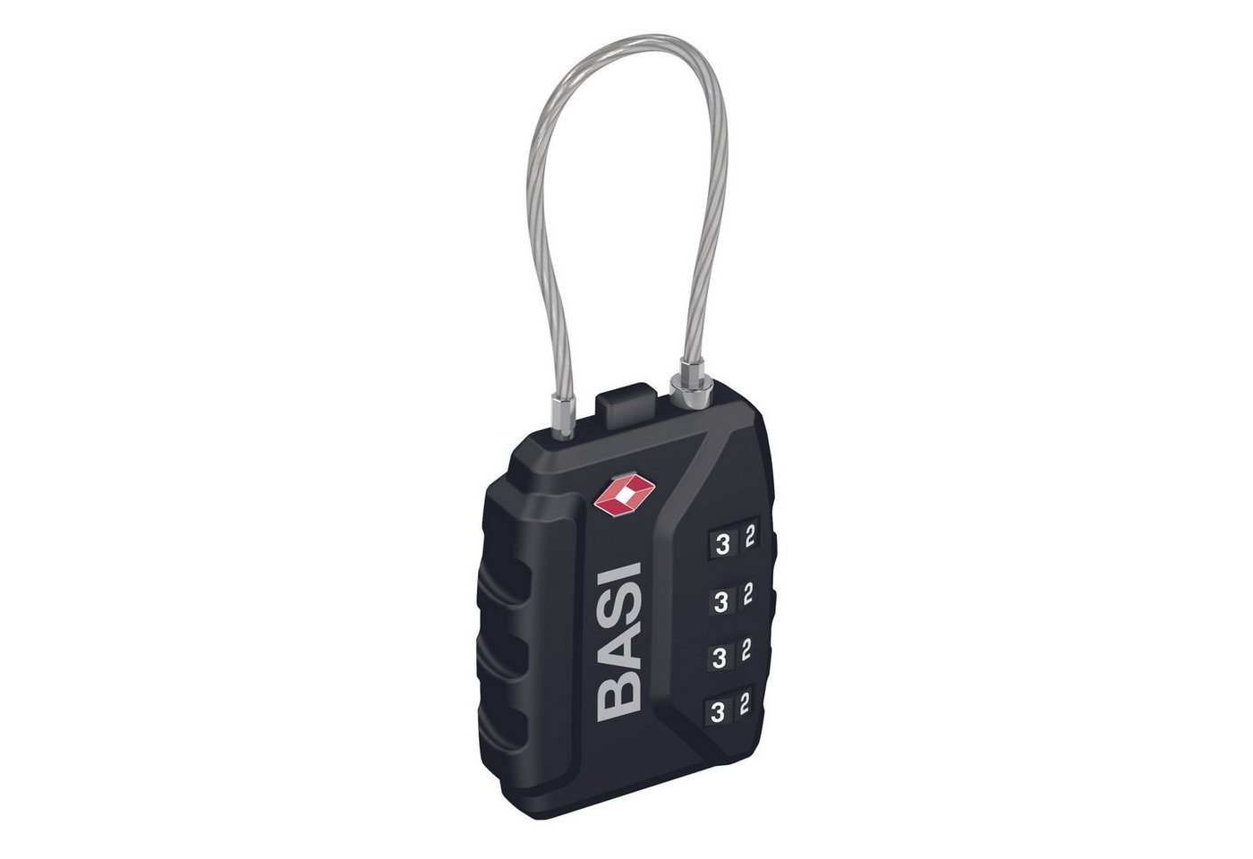 BASI TSA-Vorhängeschloss Kofferschloss, (Packung, 1-tlg), Zahlencode 4-stellig, Breite 37 mm, flexibles Stahlseil