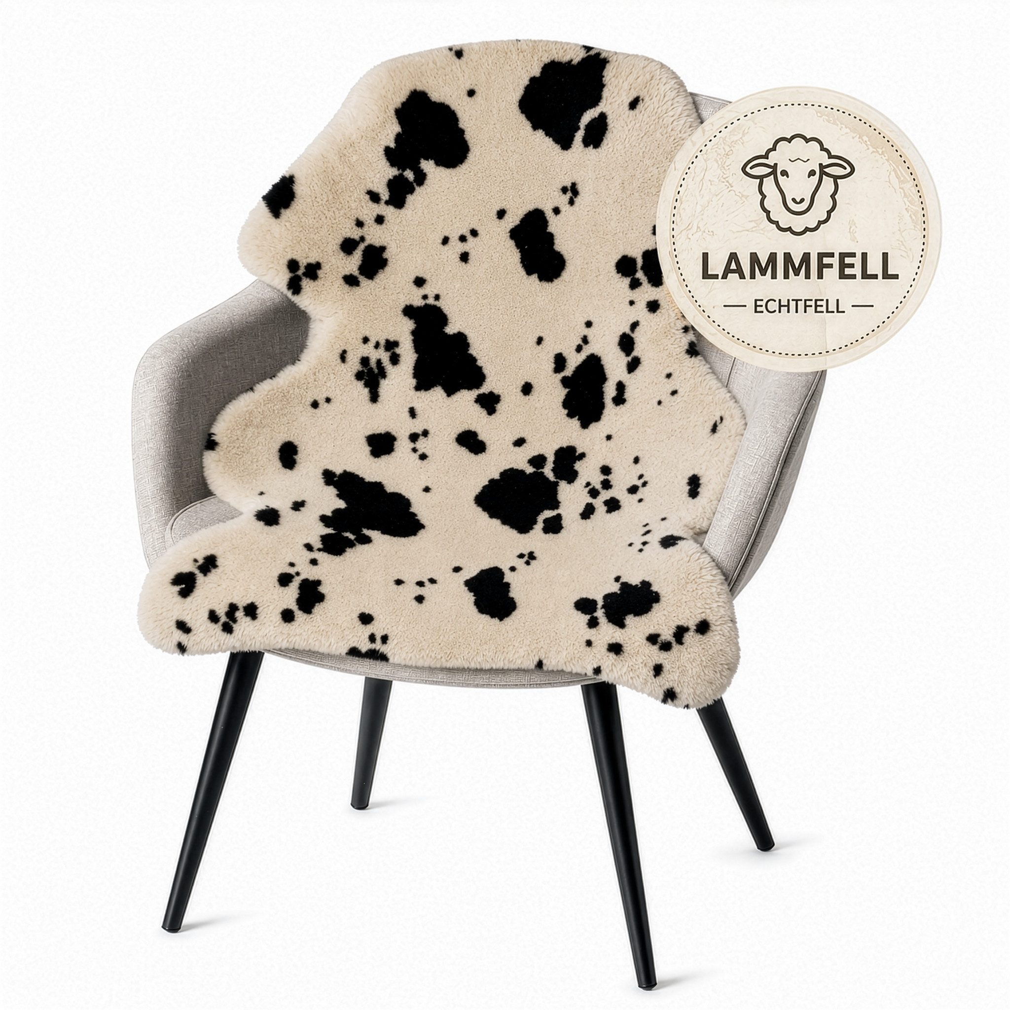 Kubus Fellteppich Design-Lammfell Willow, 100 % Schafwolle, Weich & Natürlich, Mit natürlichem Lederrücken