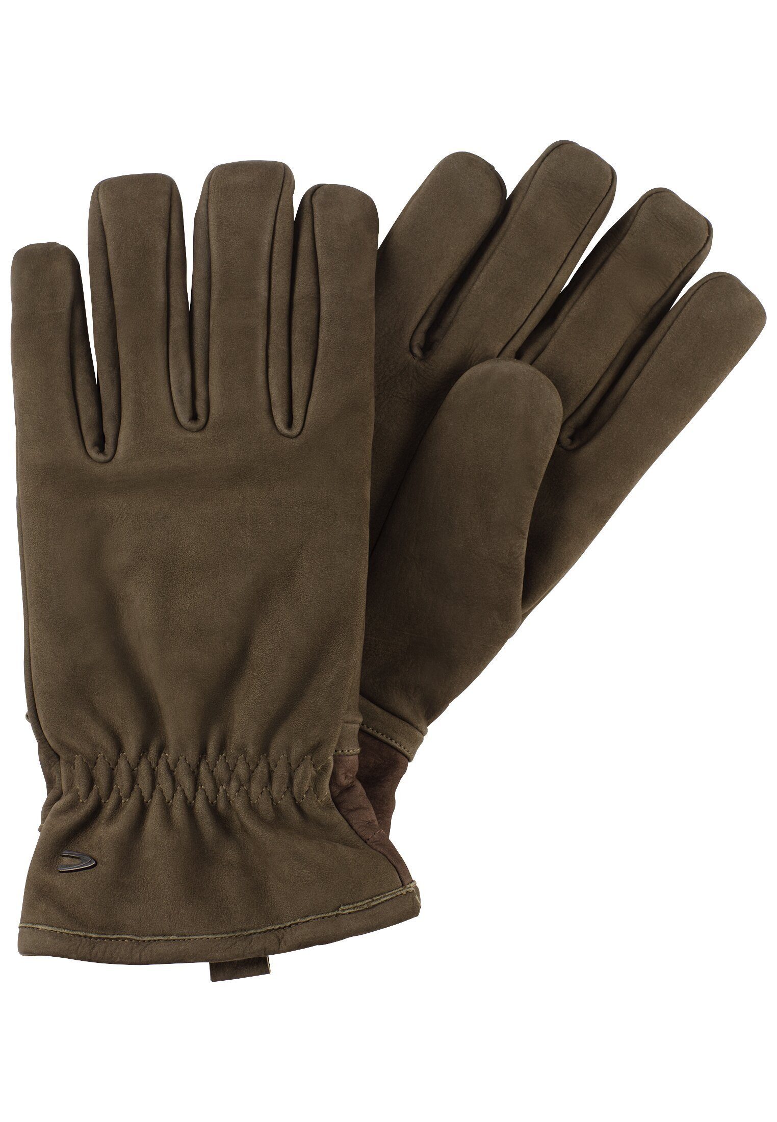 camel active Lederhandschuhe aus hochwertigem Dunkel Leder khaki