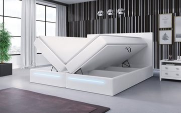 Luxusbetten24 Boxspringbett Sejour, mit LED-Beleuchtung und Stauraum