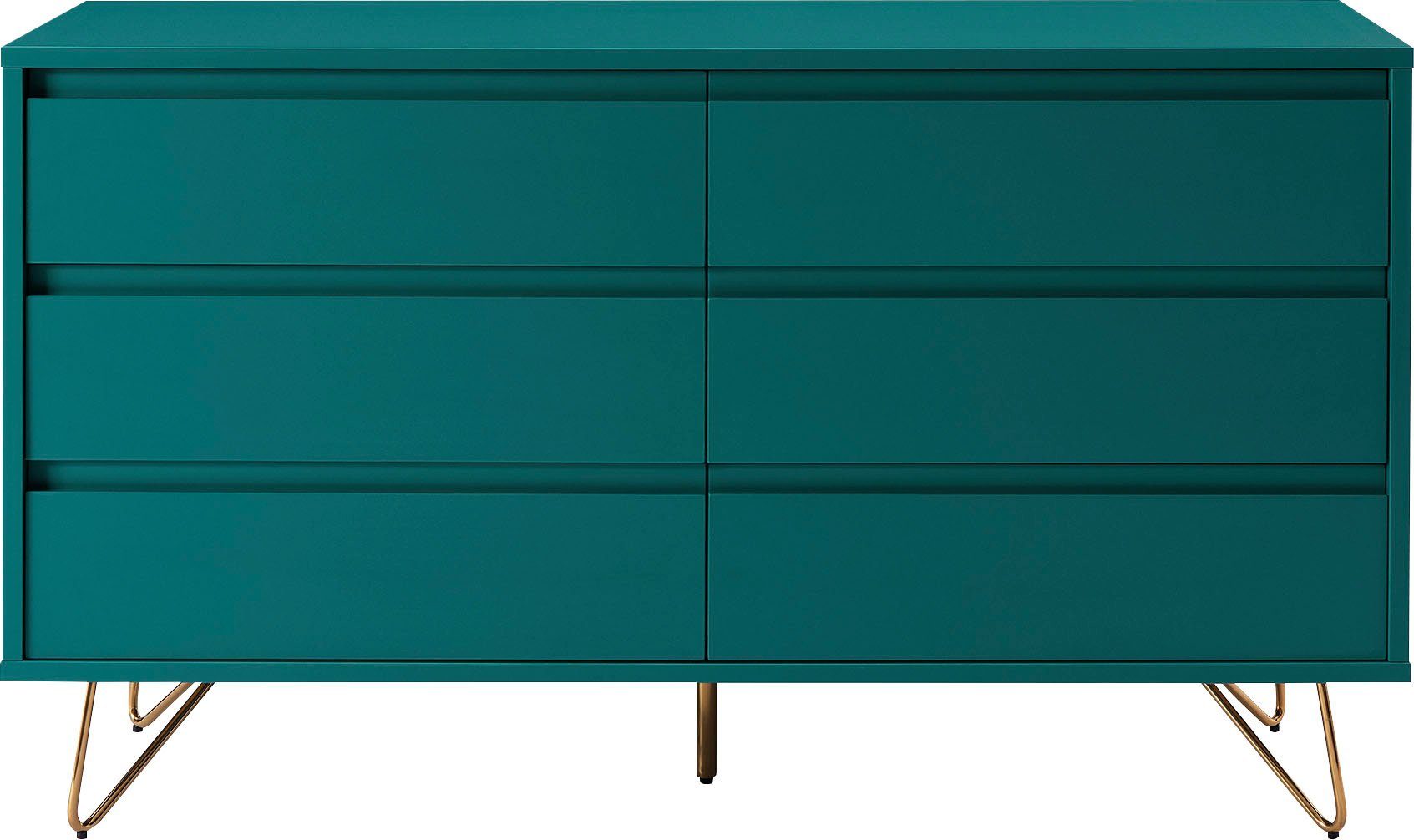 SalesFever Kommode Bolton Design Sideboard mit Stauraum, Haarnadelbeine aus Metall mit Messinglegierung