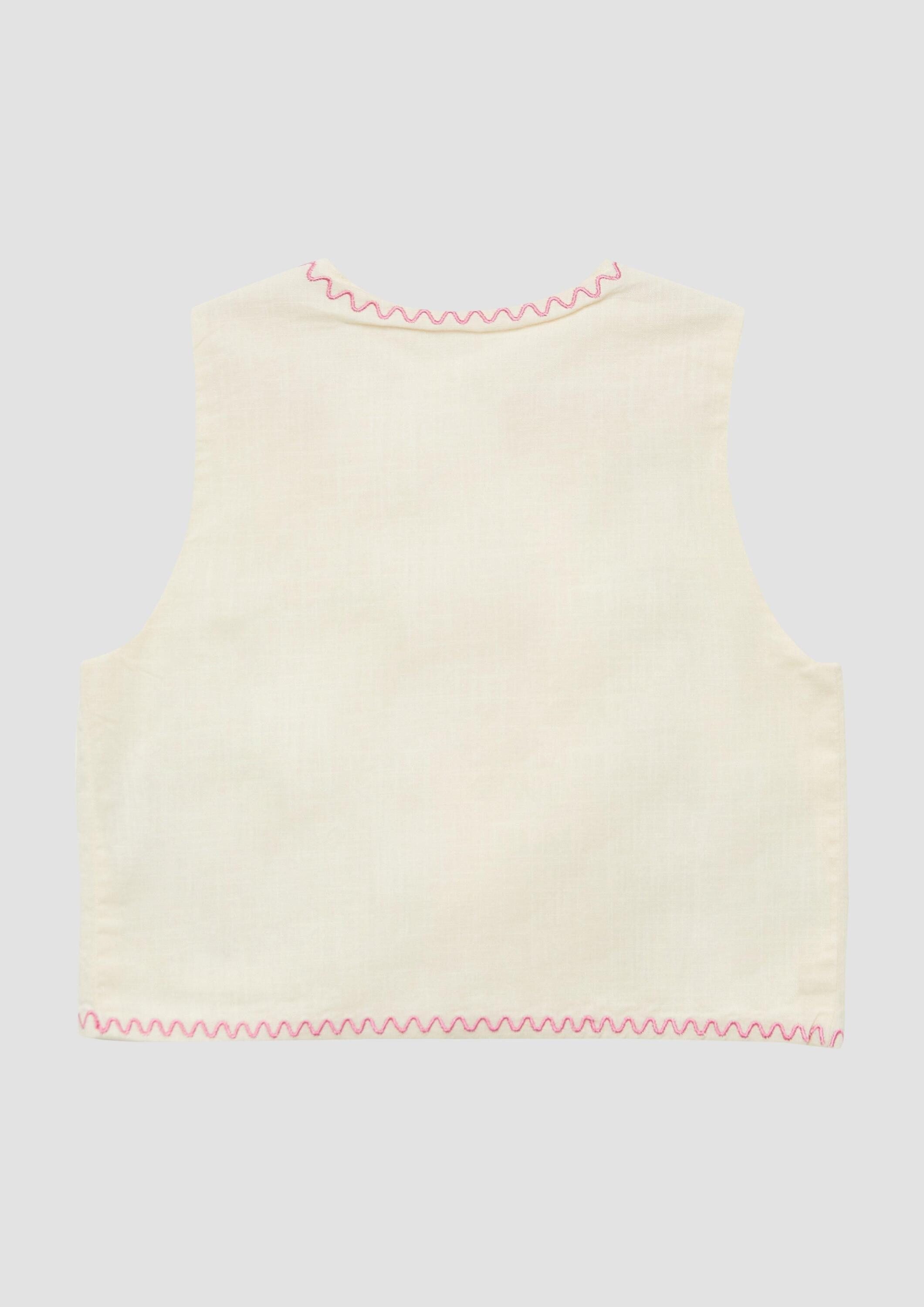 s.Oliver Funktionsweste Indoor-Weste Verkürzte Weste mit Stickerei in Leinenoptik