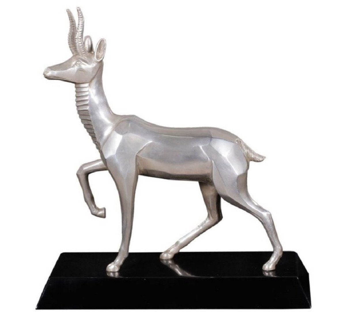 Schwarz x 35 Luxus Silber Holzsockel x cm Dekofigur Antilope 37 / Dekofigur Bronzefigur H. Casa 17 - Padrino mit