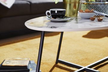 KADIMA DESIGN Couchtisch Marmor-Design Kaffeetisch, modern, schwarz lackierte Beine