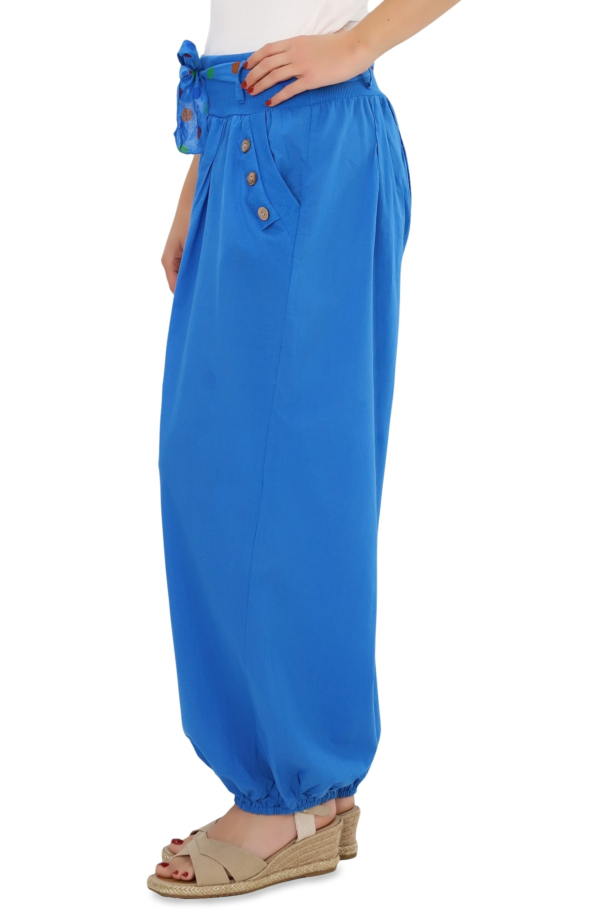 malito more than fashion Haremshose malito Damen Pumphose in Unifarben, leichte Stoffhose, super Freizei mit farblich passendem Stoffgürtel Einheitsgröße