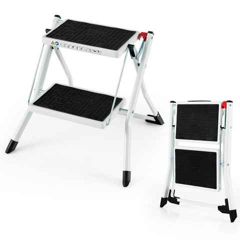 COSTWAY Klapptritt, 2 Stufen, 20cm breit, 150kg belastbar, klappbar