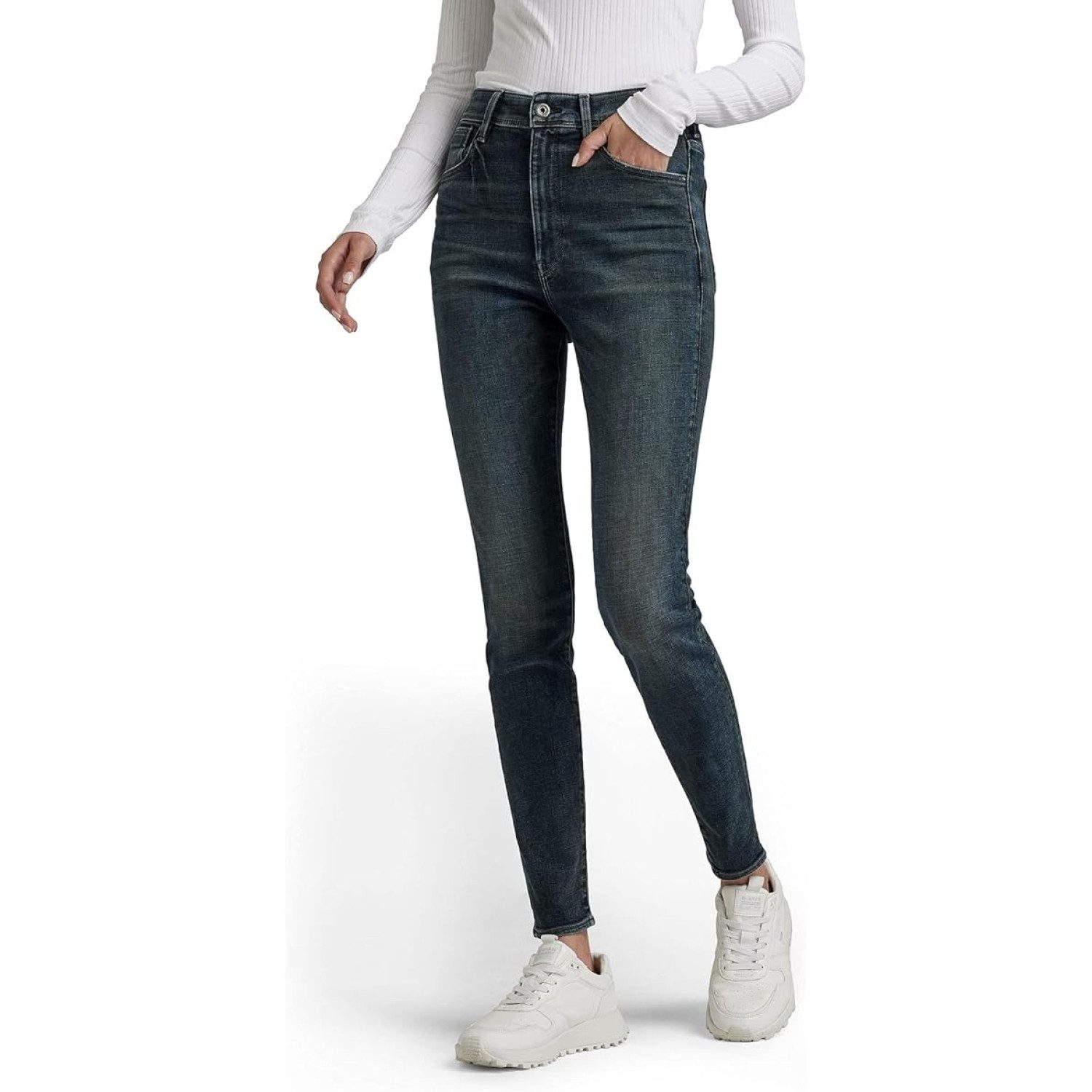 G-STAR Skinny-fit-Jeans Damen, Jeans, Skinny, Kafey Ultra High Skinny Wmn abgerundeter Saum