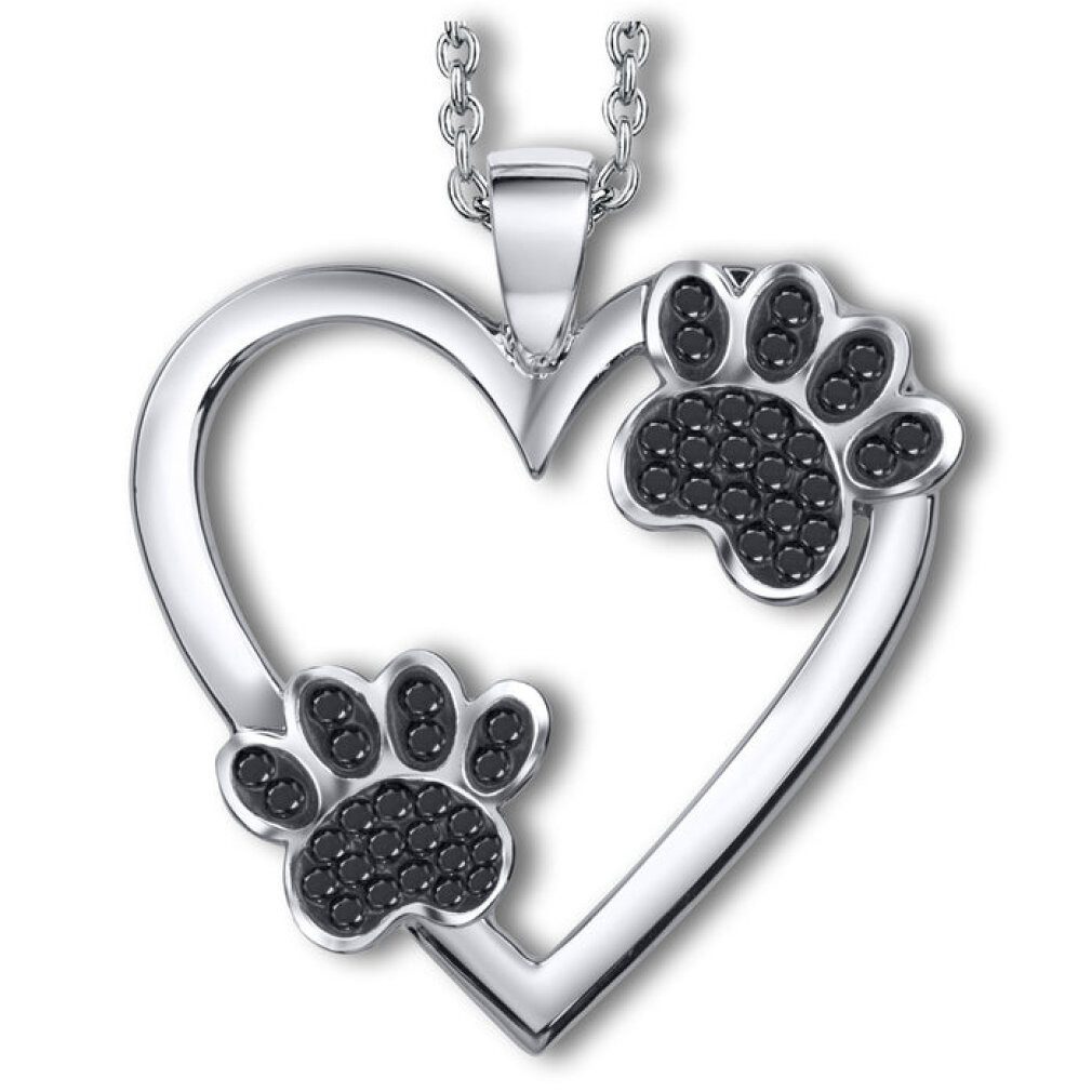 Crystalp Jewellery Kette mit Einhänger Hravý náhrdelník Srdce s tlapkami 30257.JET.R