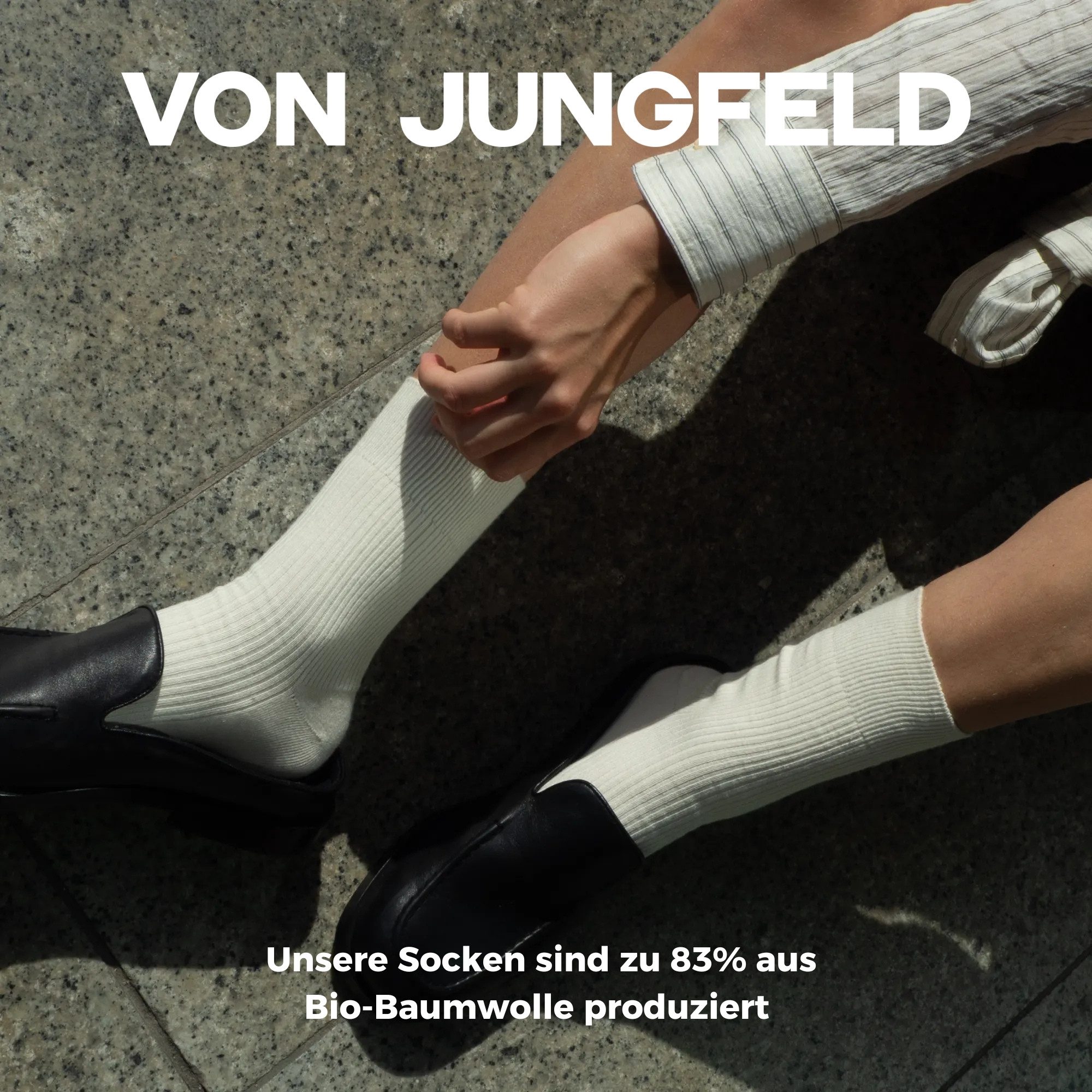 von Jungfeld Socken Fine Ribbed Bio-Baumwolle 35-46 Unisex 2 Paar (2-Paar, 2 Paar) verstärkte Ferse & Spitze