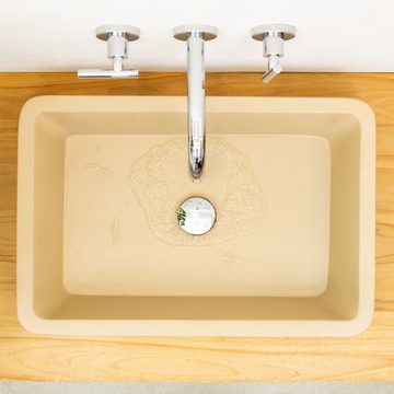 wohnfreuden Aufsatzwaschbecken Terrazzo Waschbecken ZOID 60 cm im hellen eggnog Braunton (Kein Set), 126012