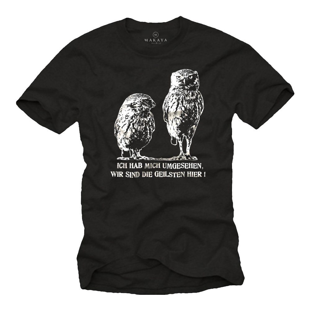 T-Shirt Herren Eule Spruch Witzig Lustig Cool Print Druck Jungen Männer Kinder