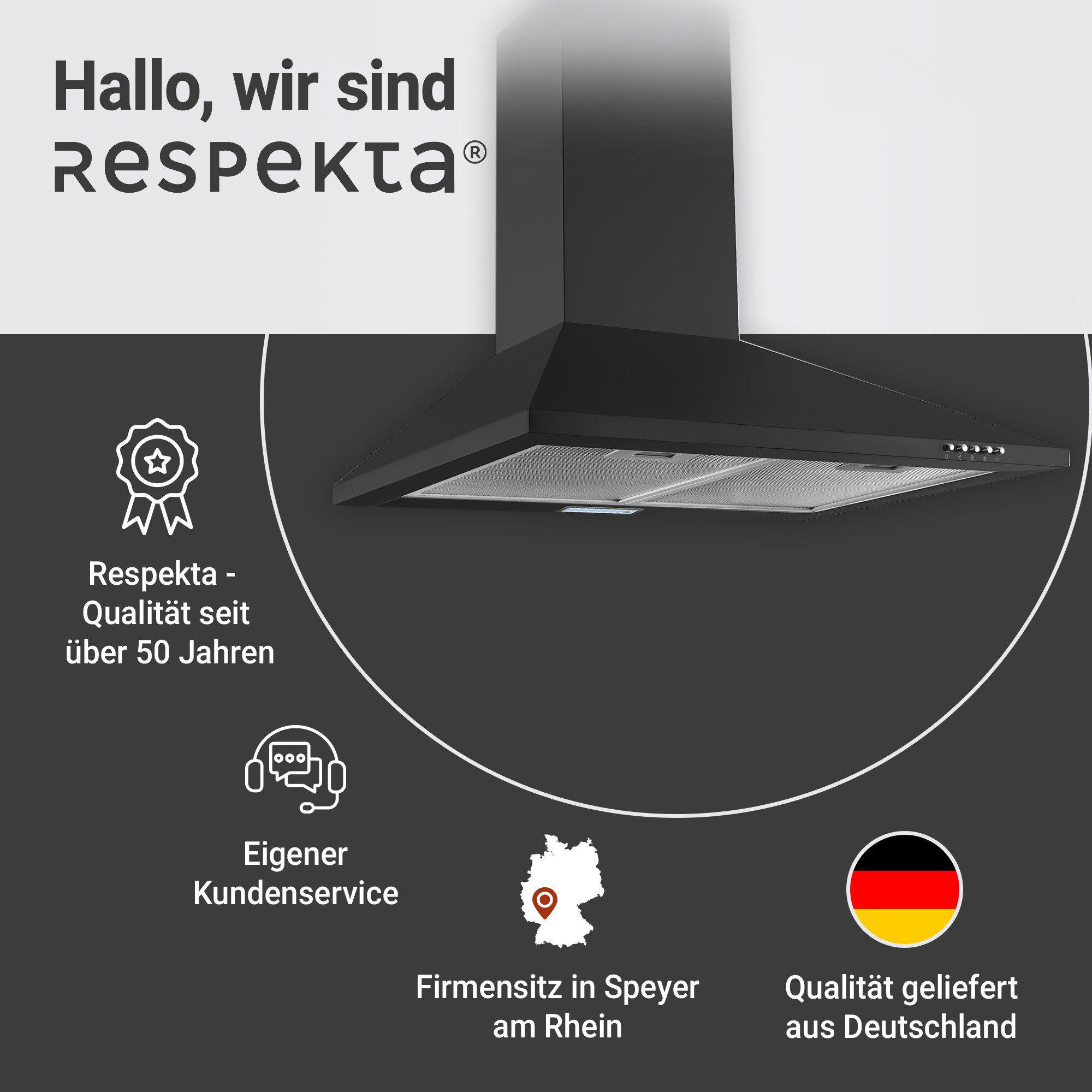 RESPEKTA Kaminhaube Karena EEK: A; Abluft & Umluftbetrieb möglich; 3 Leistungsstufen