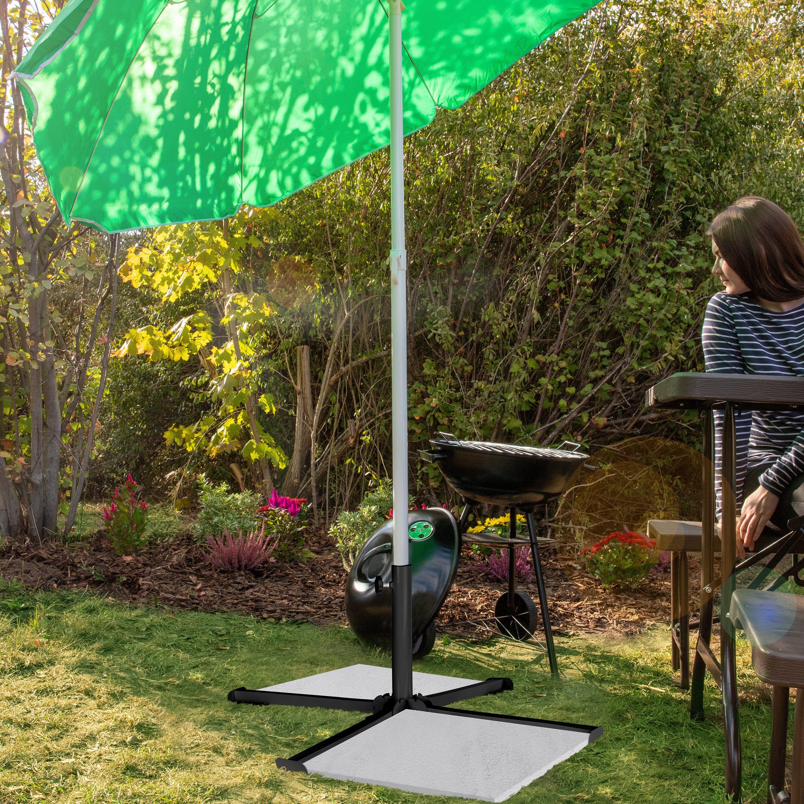 relaxdays Schirmhalter Platten Sonnenschirmständer schwarz