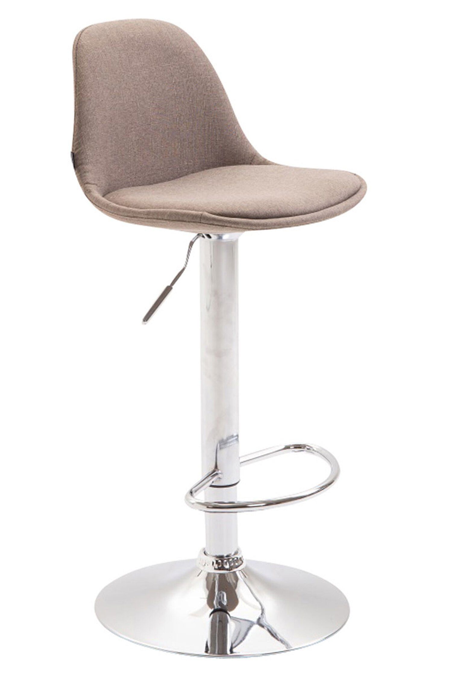 Theke angenehmer (Barstuhl Sitzfläche: TPFLiving 360° Rückenlehne Metall drehbar & und chrom und bequemer - Hocker Barhocker Gestell Küche Fußstütze mit Taupe Stoff - höhenverstellbar), für Kilian