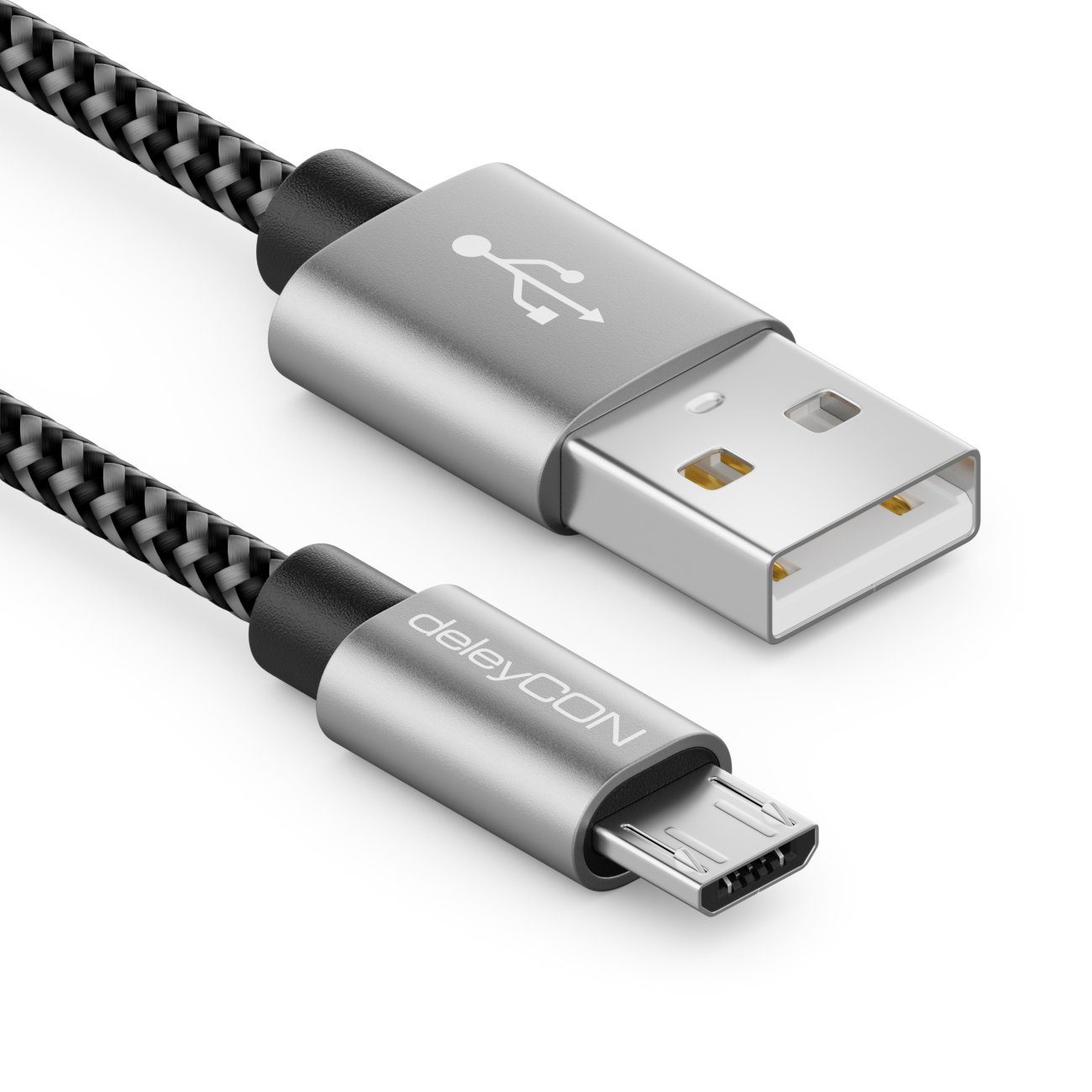deleyCON deleyCON 0,5m Nylon Micro USB Kabel Ladekabel Datenkabel USB-Kabel