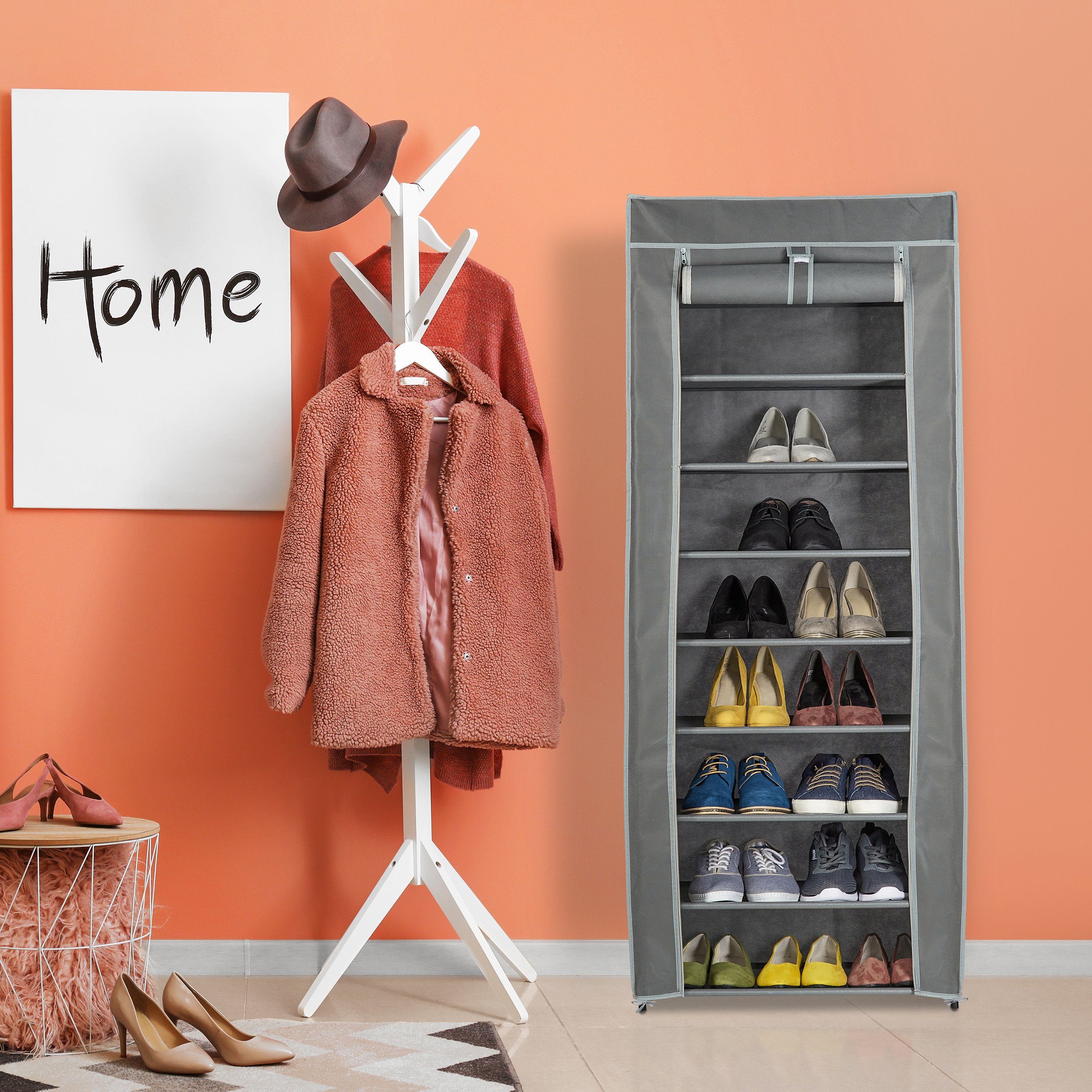 relaxdays Schuhschrank Stoff 9 Fäch Anthrazit günstig online kaufen