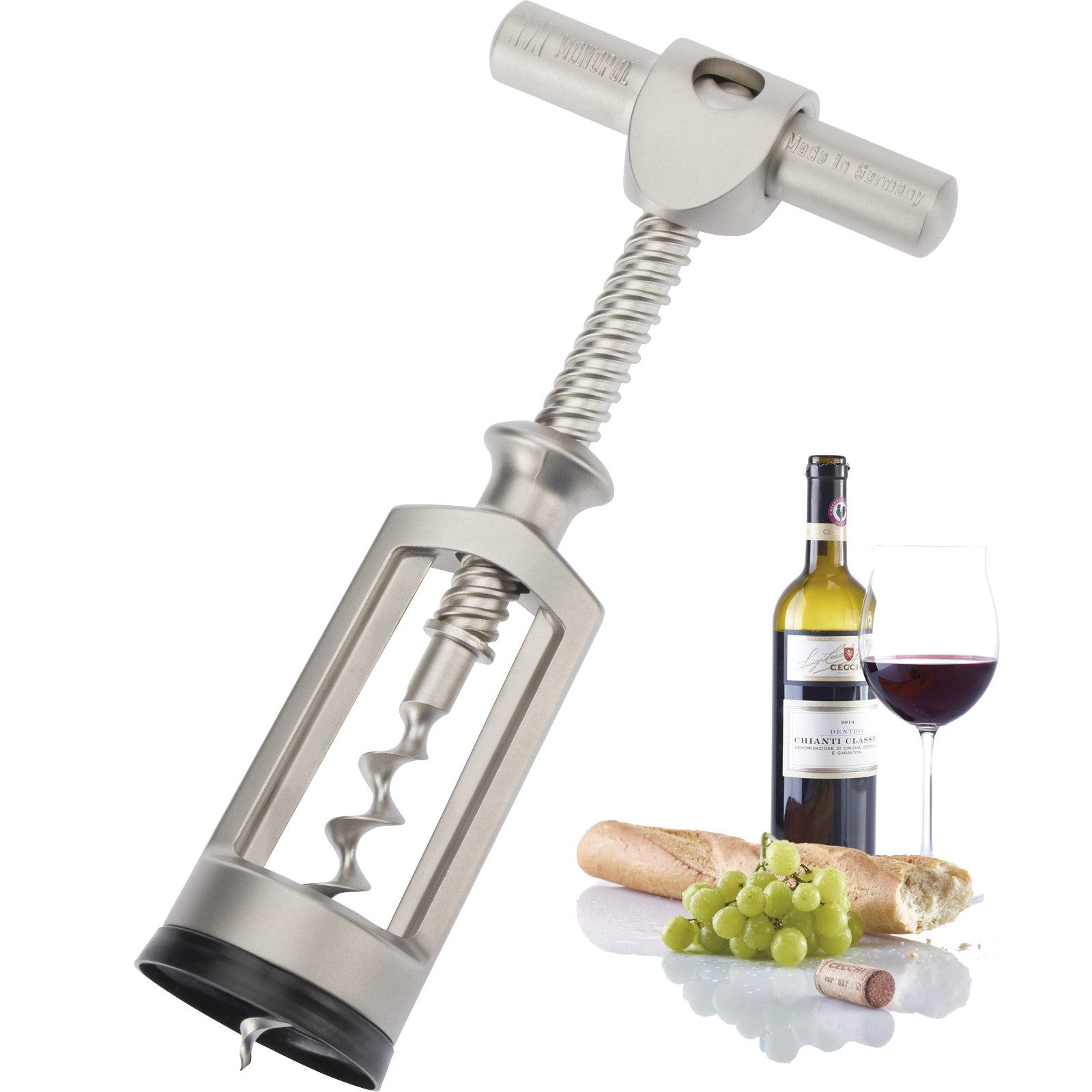 WESTMARK Korkenzieher Glockenkorkenzieher »CHIANTI« Monopol, edelmattiert - #6255-3380, (Einzelprodukt, Einzelprodukt), Monopol Scharfgewinde, Edelmattiert, Made in Germany