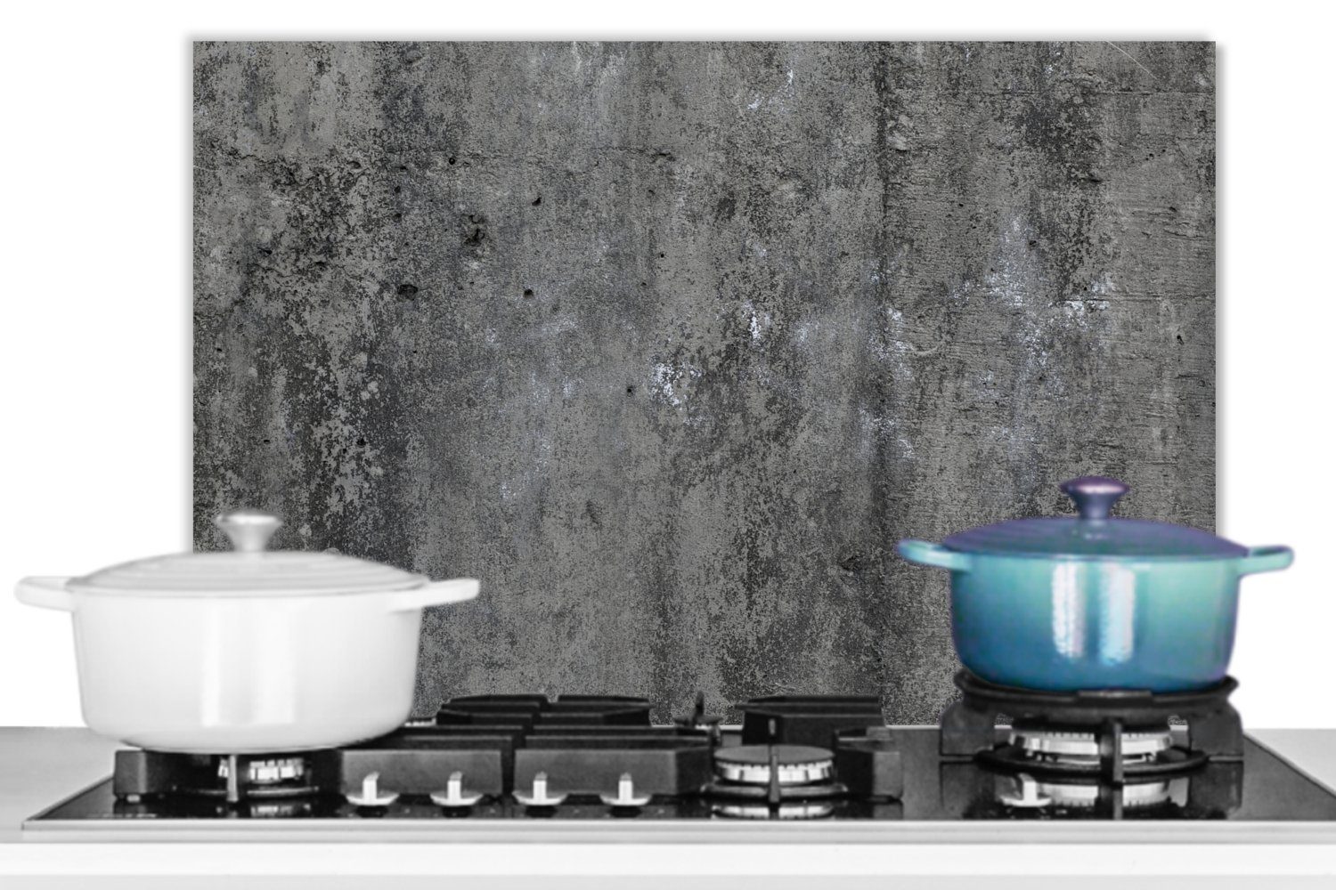 cm, - 60x40 (1-tlg), aus küchen Beton Schwarz Weiß Herdblende Küchenrückwand Schotter, MuchoWow Wandschutz, - - Temperaturbeständig