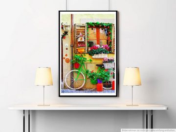 Sinus Art Poster Künstlerische Fotografie 60x90cm Poster Grünes Fahrrad im italienischen Dorf