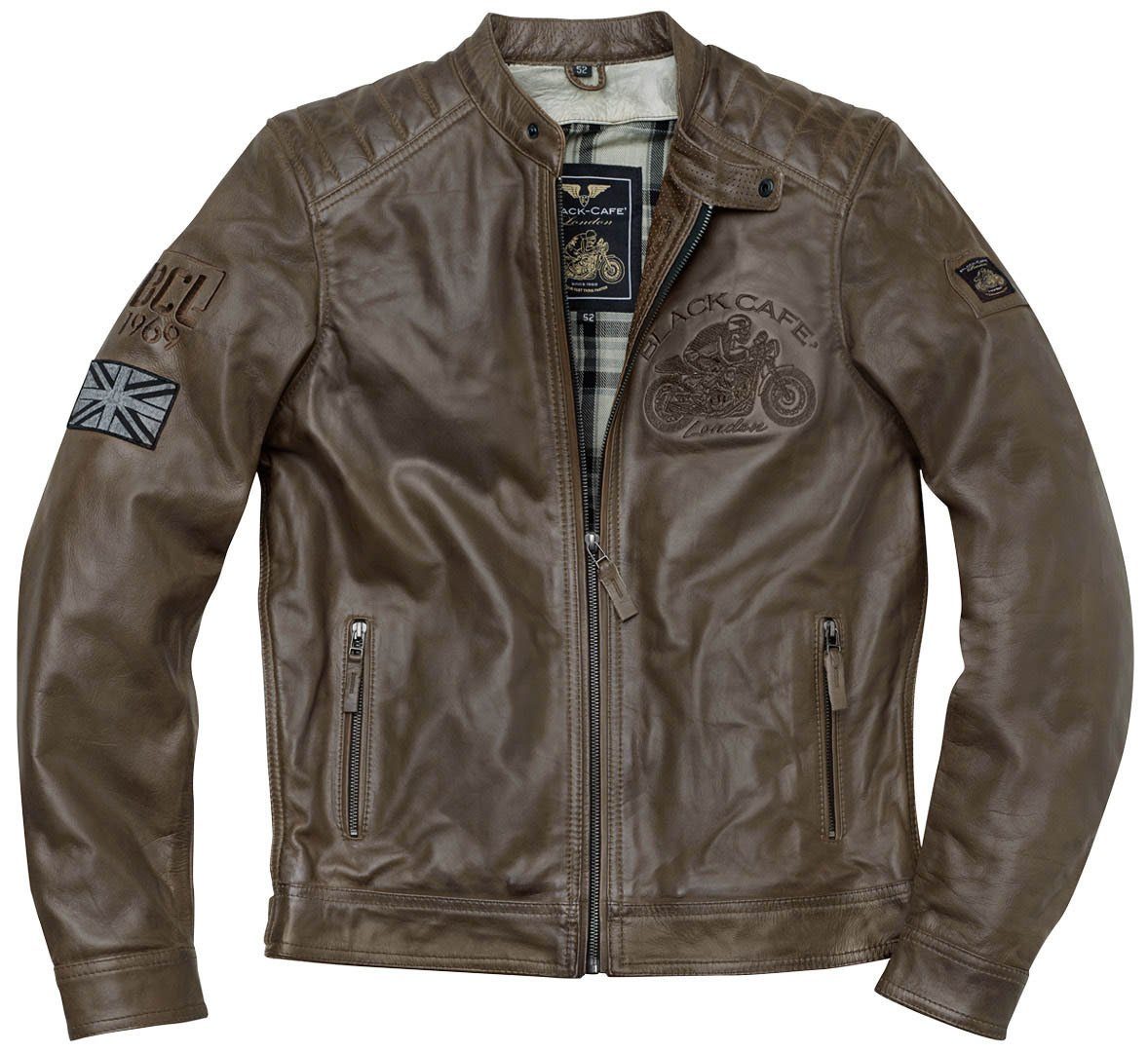 Regulär Black-Cafe London Motorradjacke Bangkok Lederjacke Motorrad Brown